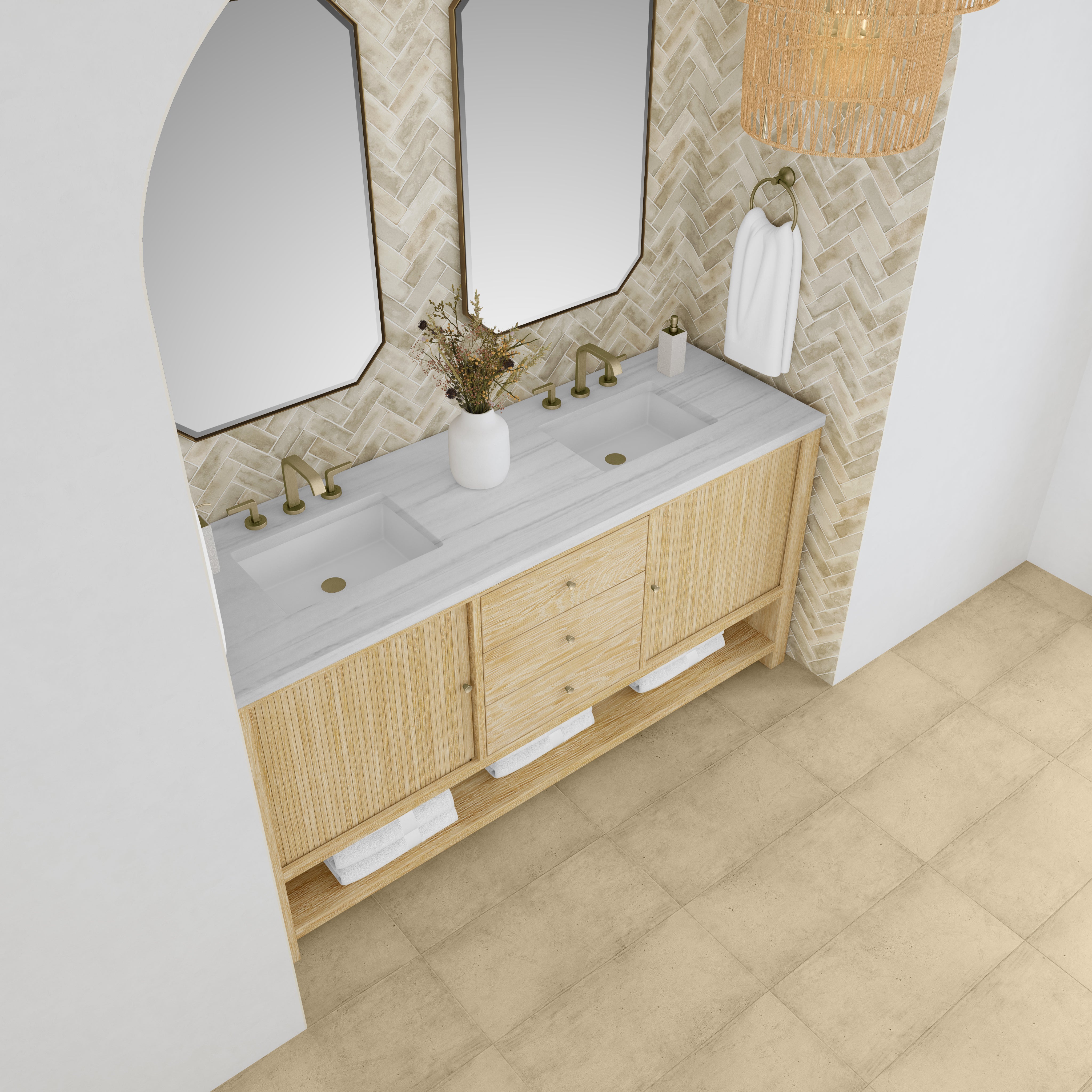 James Martin Marigot 72" Double Vanity in Sunwashed Oak with 3cm Countertop