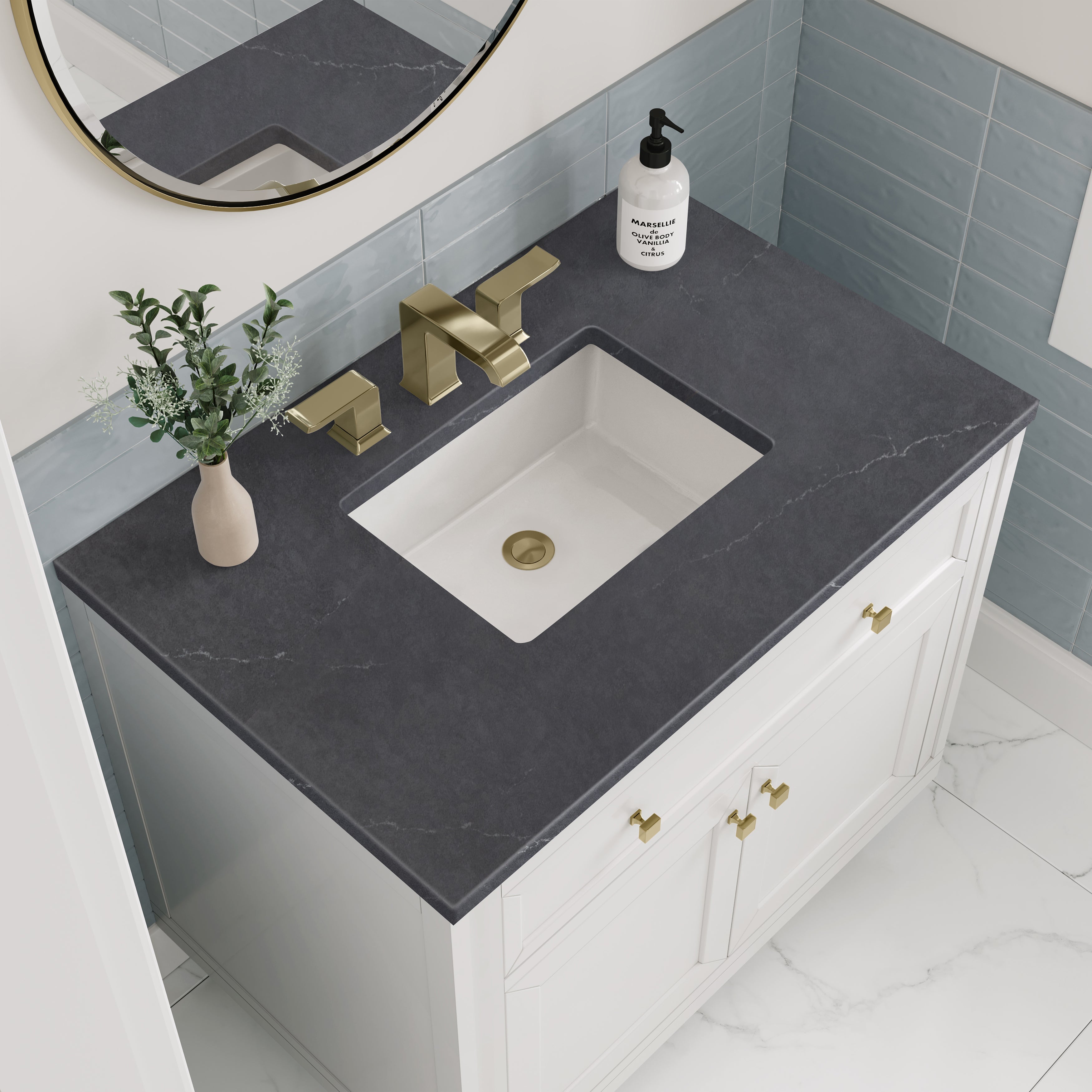 James Martin Chicago 36" Single Vanity in Glossy White with 3cm Countertop