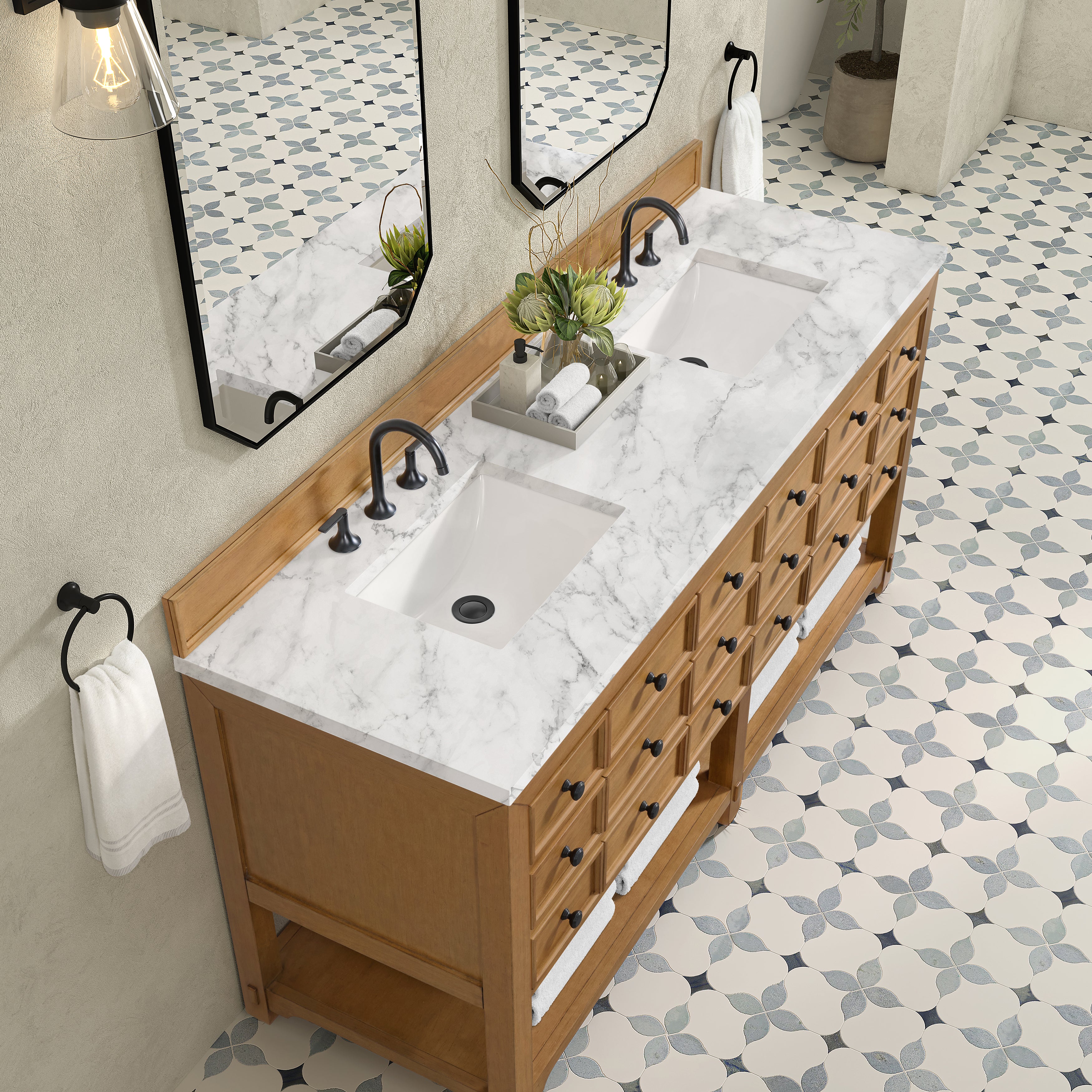 James Martin Malibu 72" Double Vanity in Amber Birch with 3cm Countertop