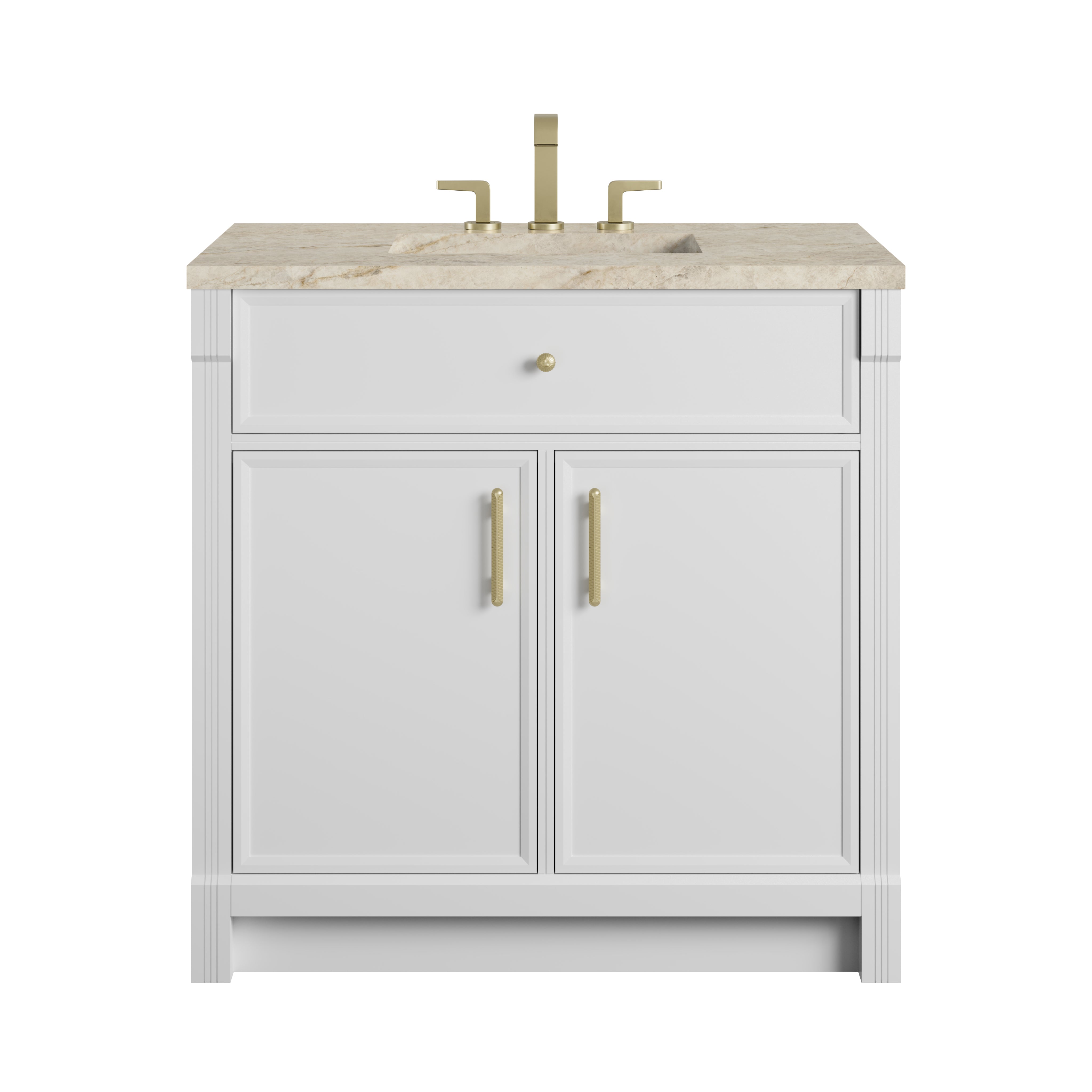 James Martin Bellshire 36" Single Vanity in Bright White with 3cm Countertop