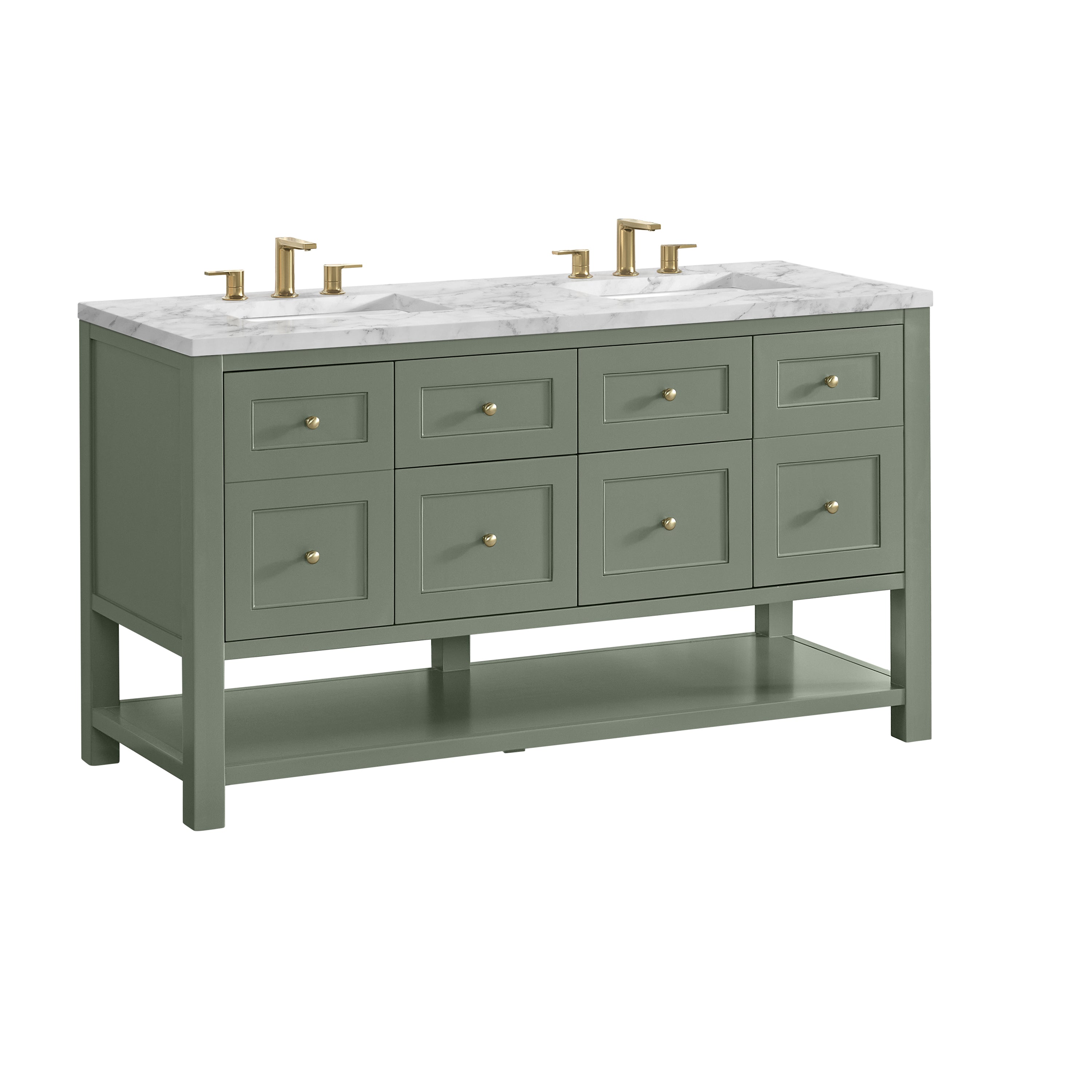 James Martin Breckenridge 60" Double Vanity in Smokey Celadon with 3cm Countertop