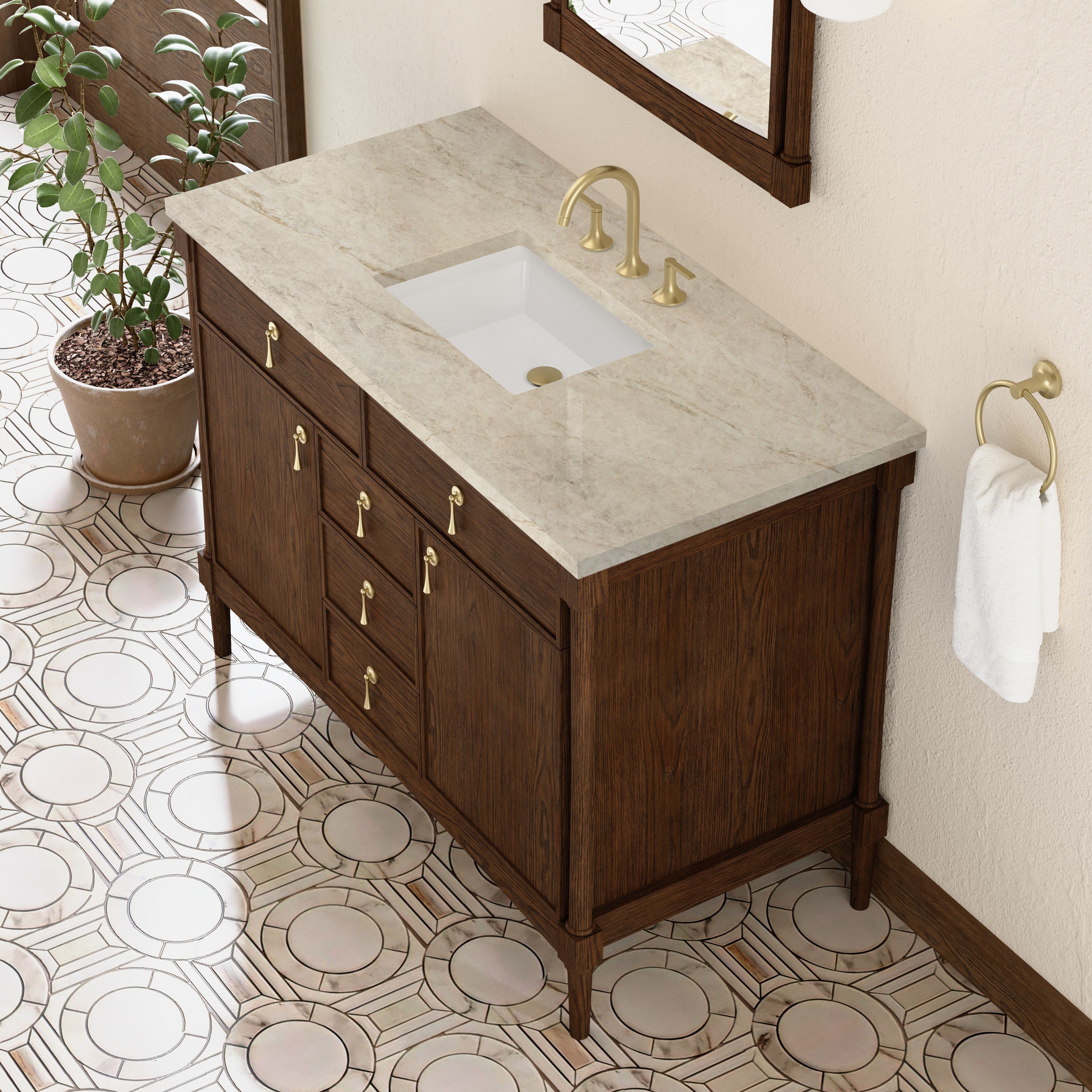 James Martin Kinnsden 48" Single Vanity in Sable Oak with 3cm Countertop