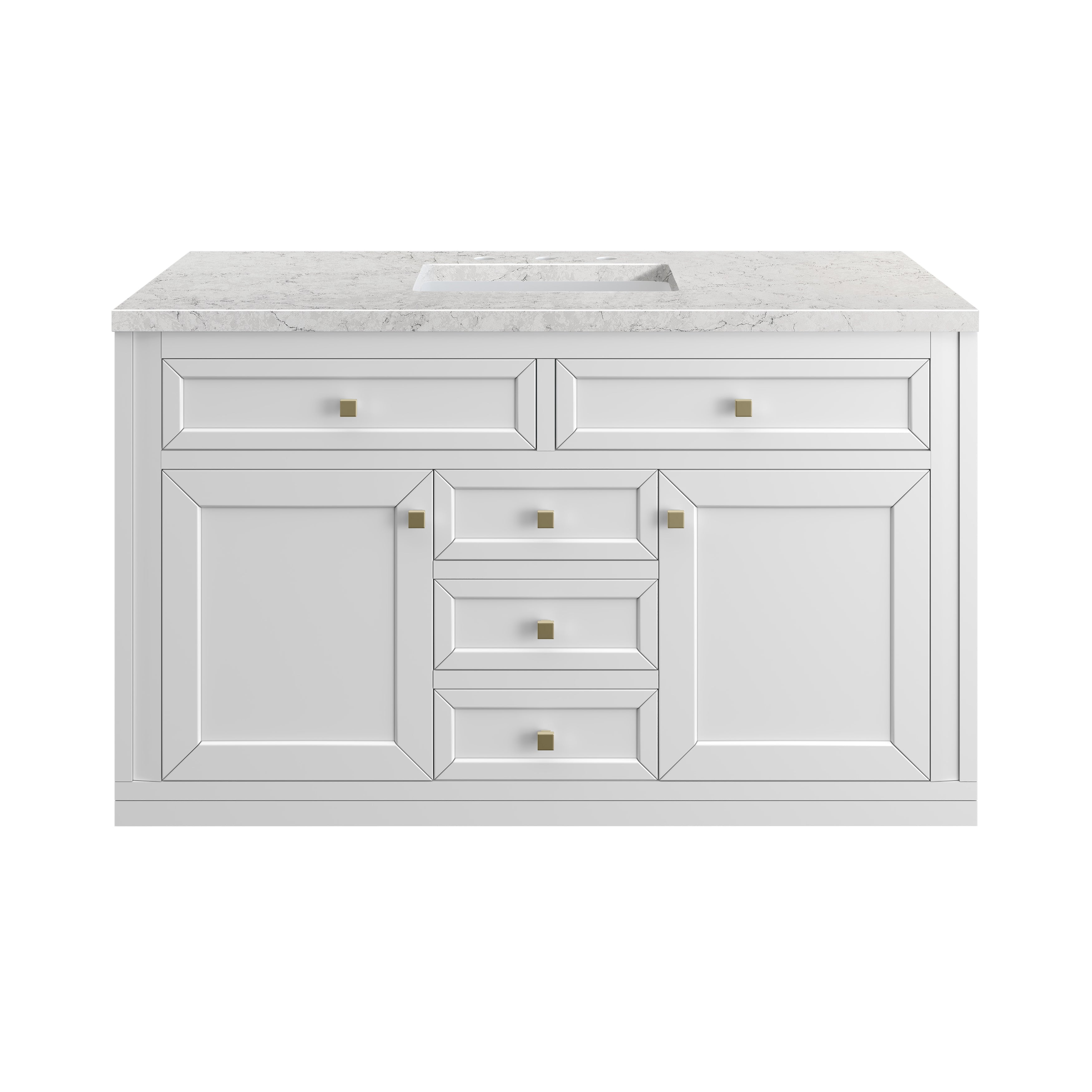 James Martin Chicago 48" Single Vanity in Glossy White with 3cm Countertop and FreePower Wireless Charger