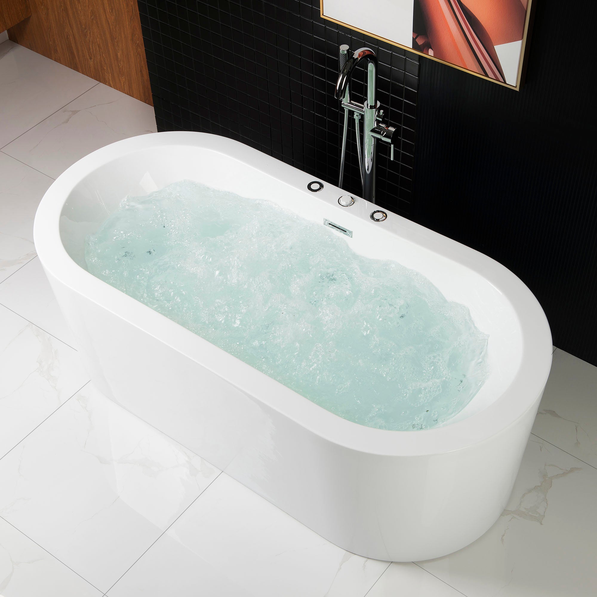 WOODBRIDGE 67" x 32" Whirlpool Water Jetted and Air Bubble Freestanding Bathtub