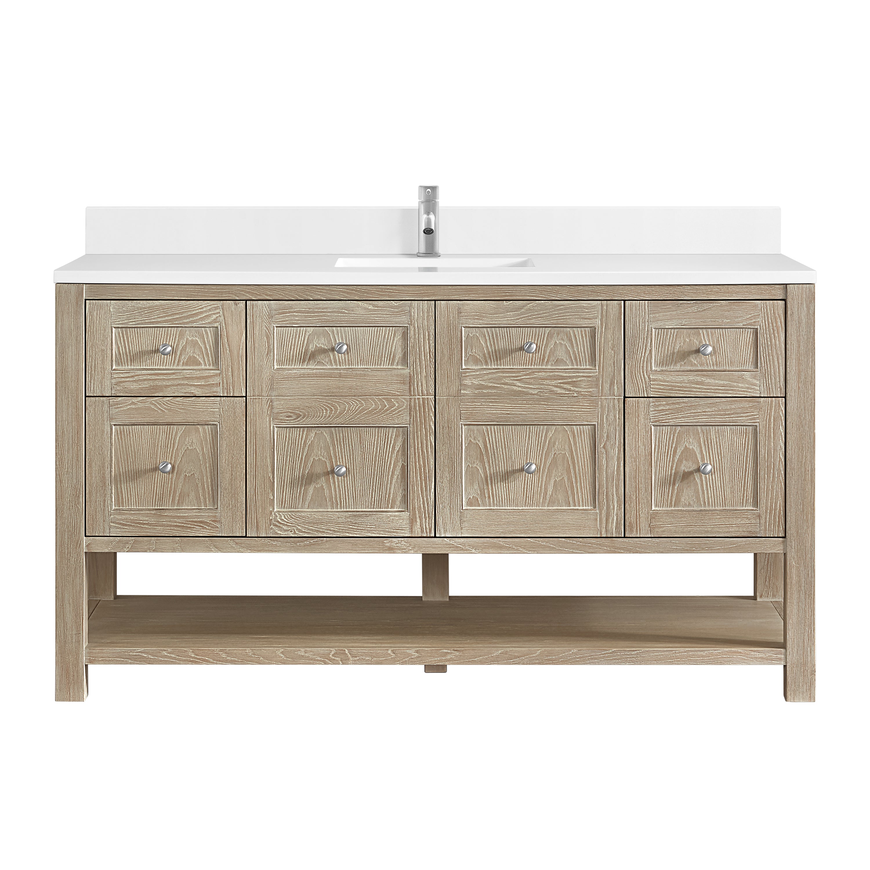 James Martin Breckenridge 60" Single Vanity in Whitewashed Oak with 3cm Countertop