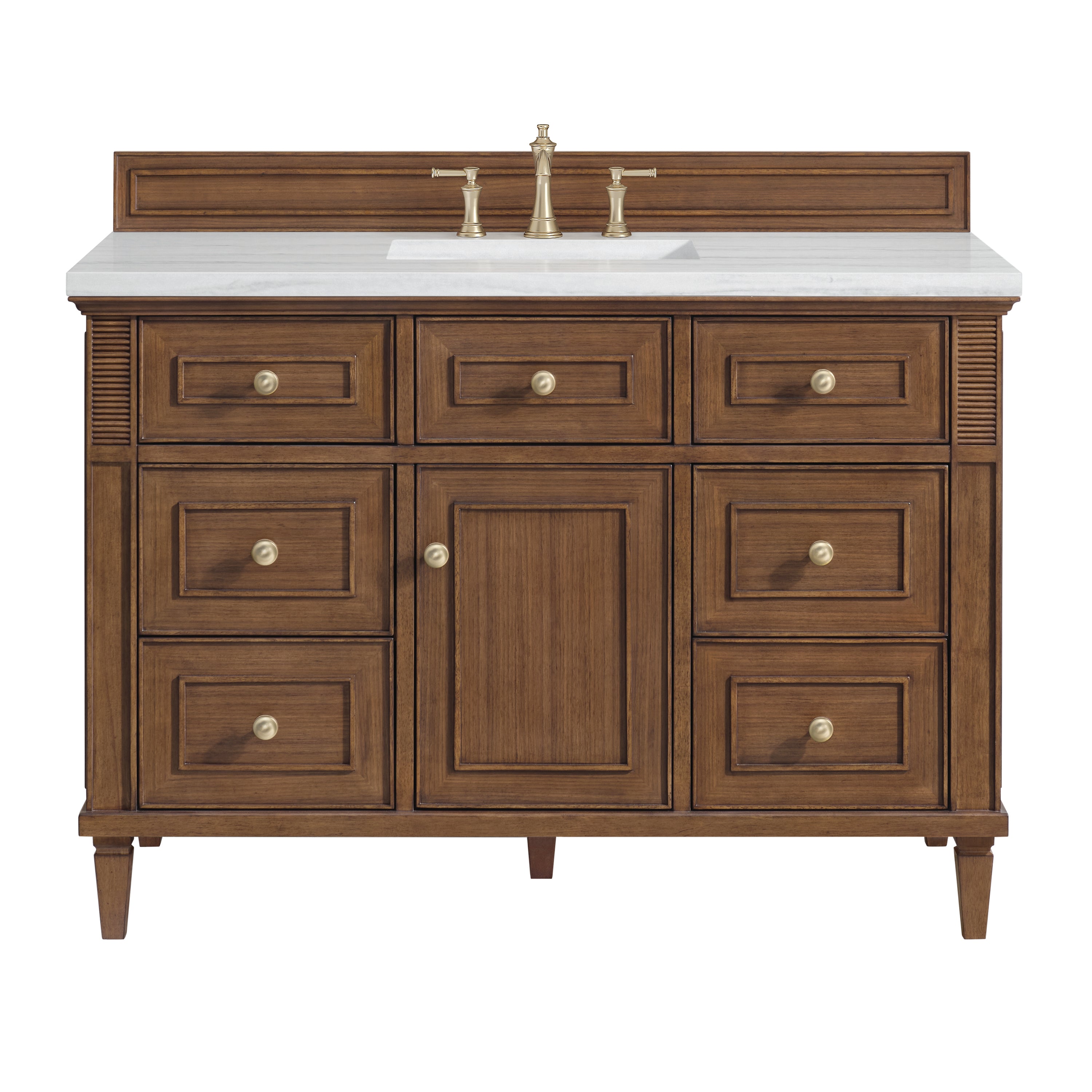 James Martin Lorelai 48" Single Vanity in Mid-Century Walnut with 3cm Countertop