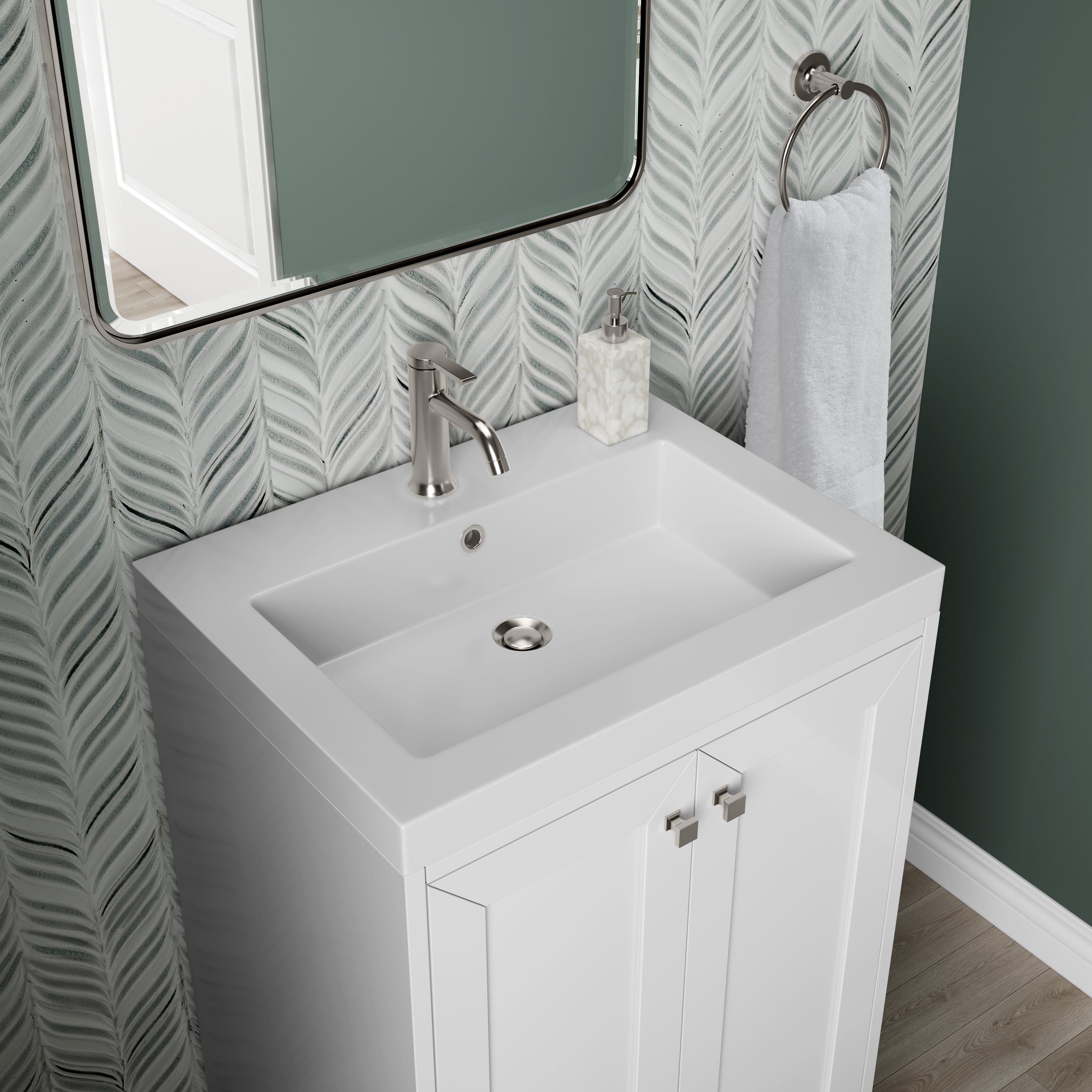 James Martin Chianti 24" Single Vanity in Glossy White with White Glossy Composite Stone Top