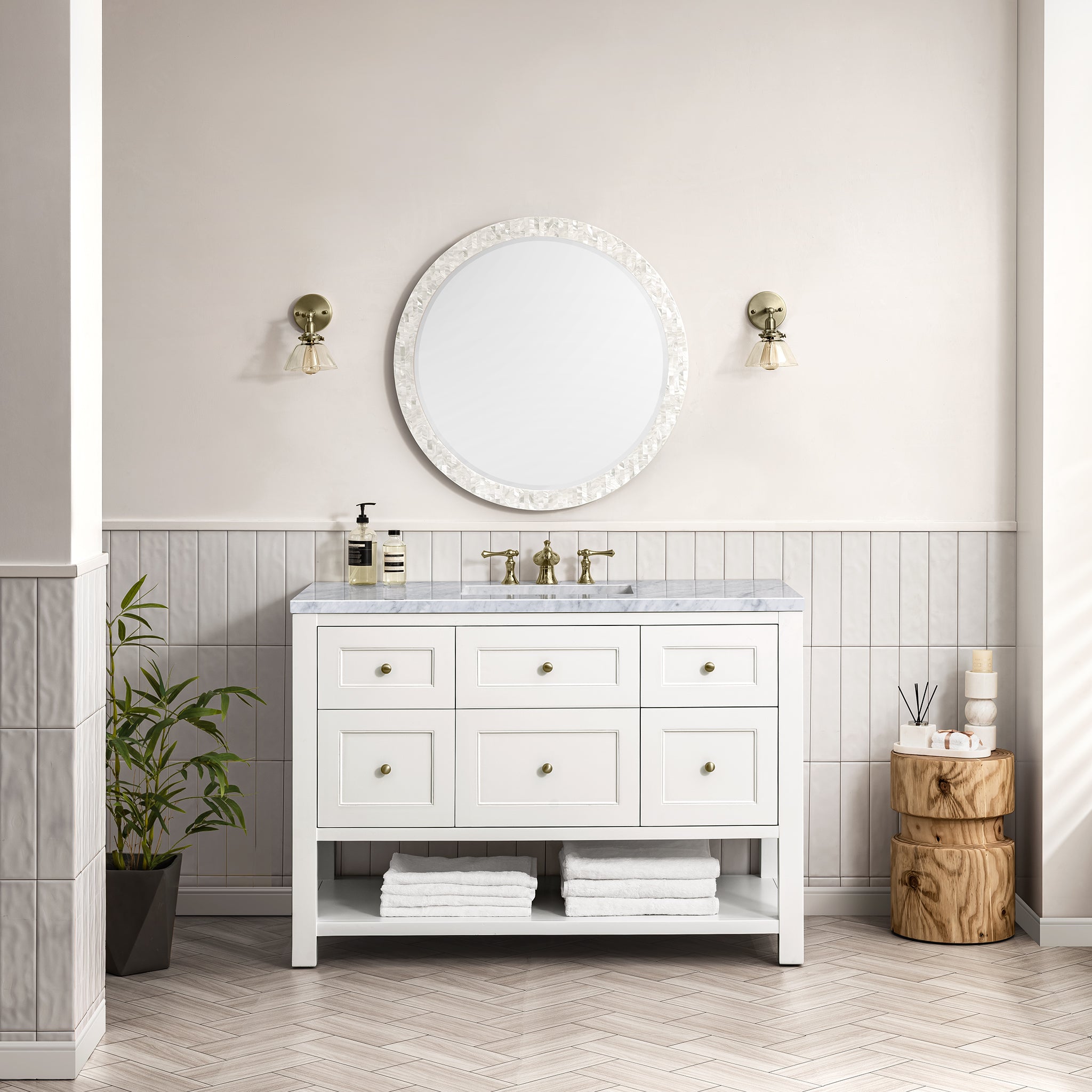 James Martin Breckenridge 48" Single Vanity in Bright White with 3cm Countertop
