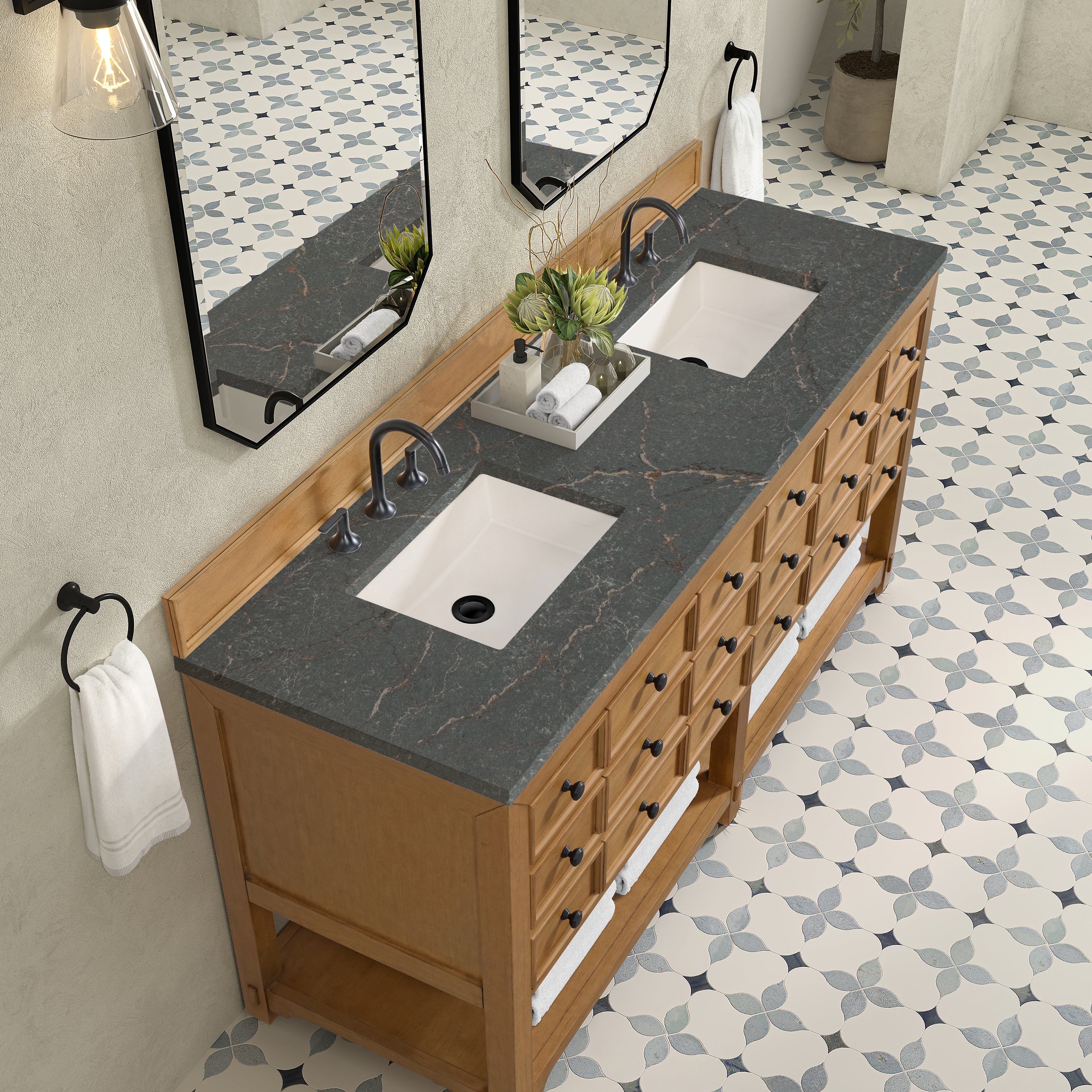 James Martin Malibu 72" Double Vanity in Amber Birch with 3cm Countertop