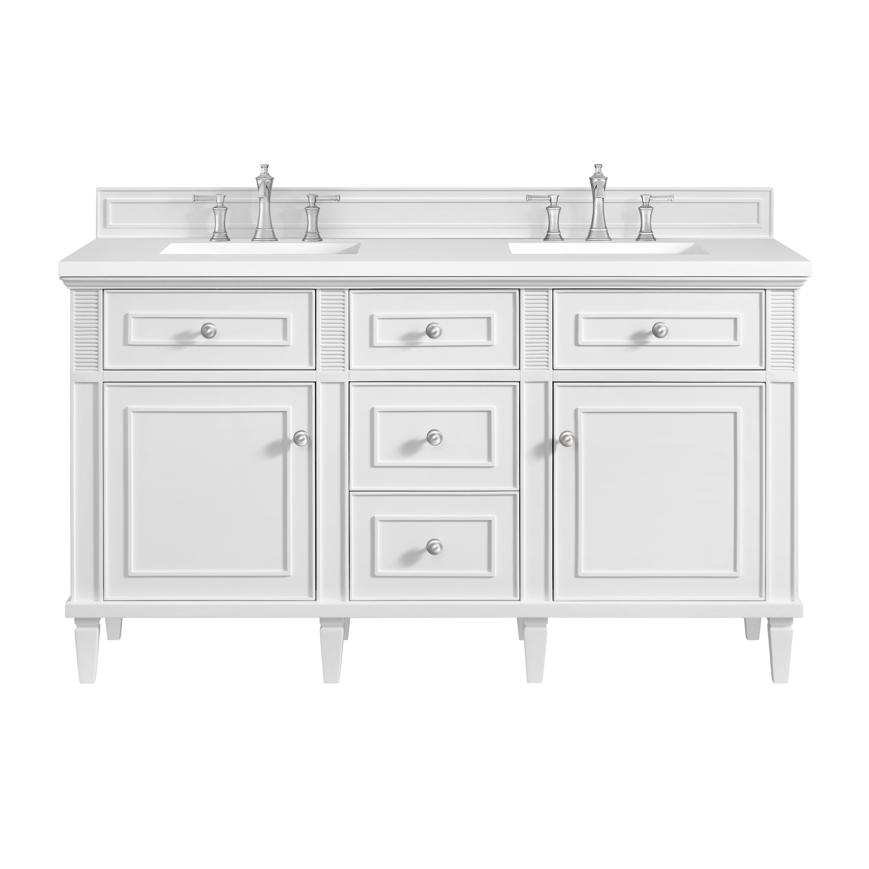James Martin Lorelai 60" Double Vanity in Bright White with 3cm Countertop