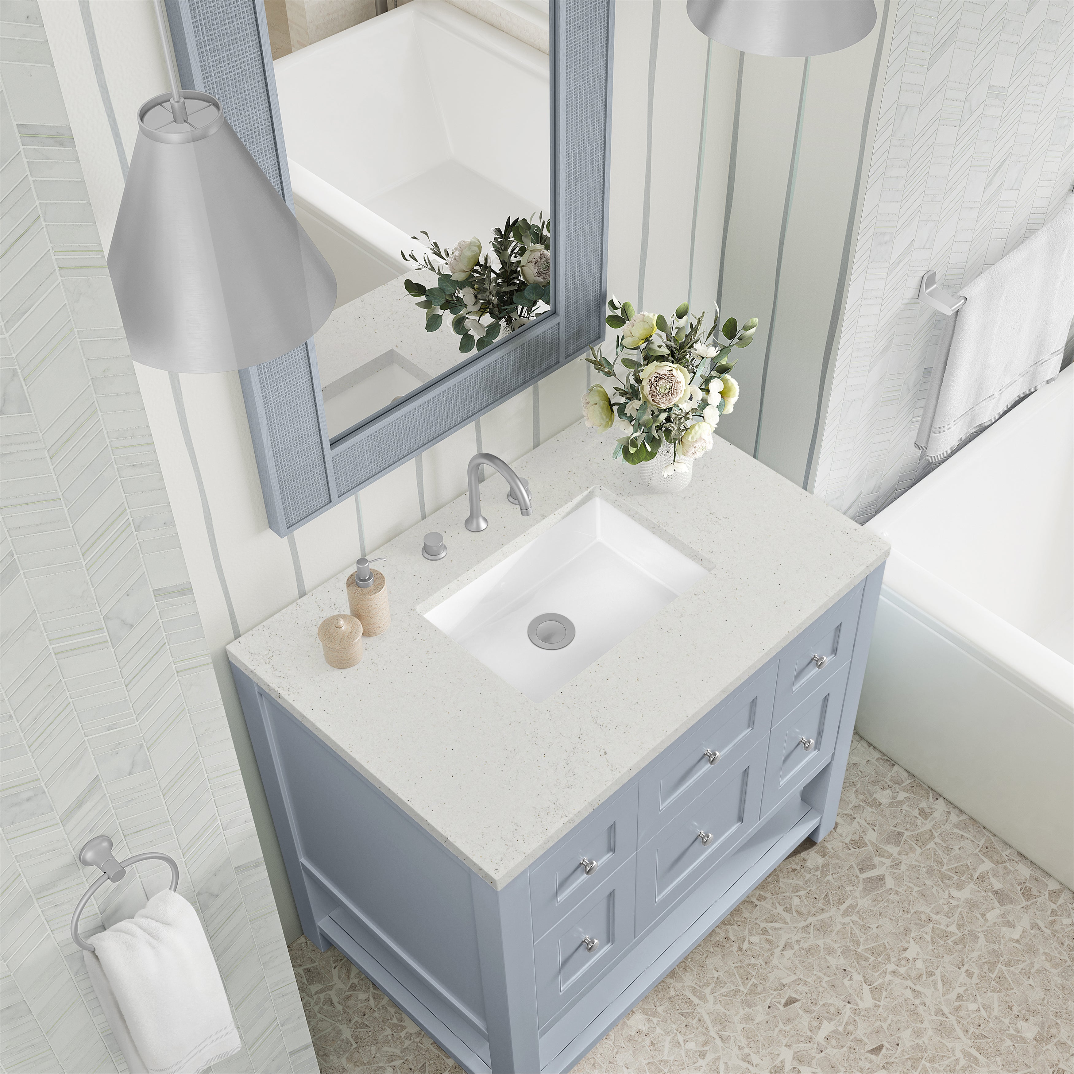 James Martin Breckenridge 36" Single in Serenity Blue with 3cm Countertop