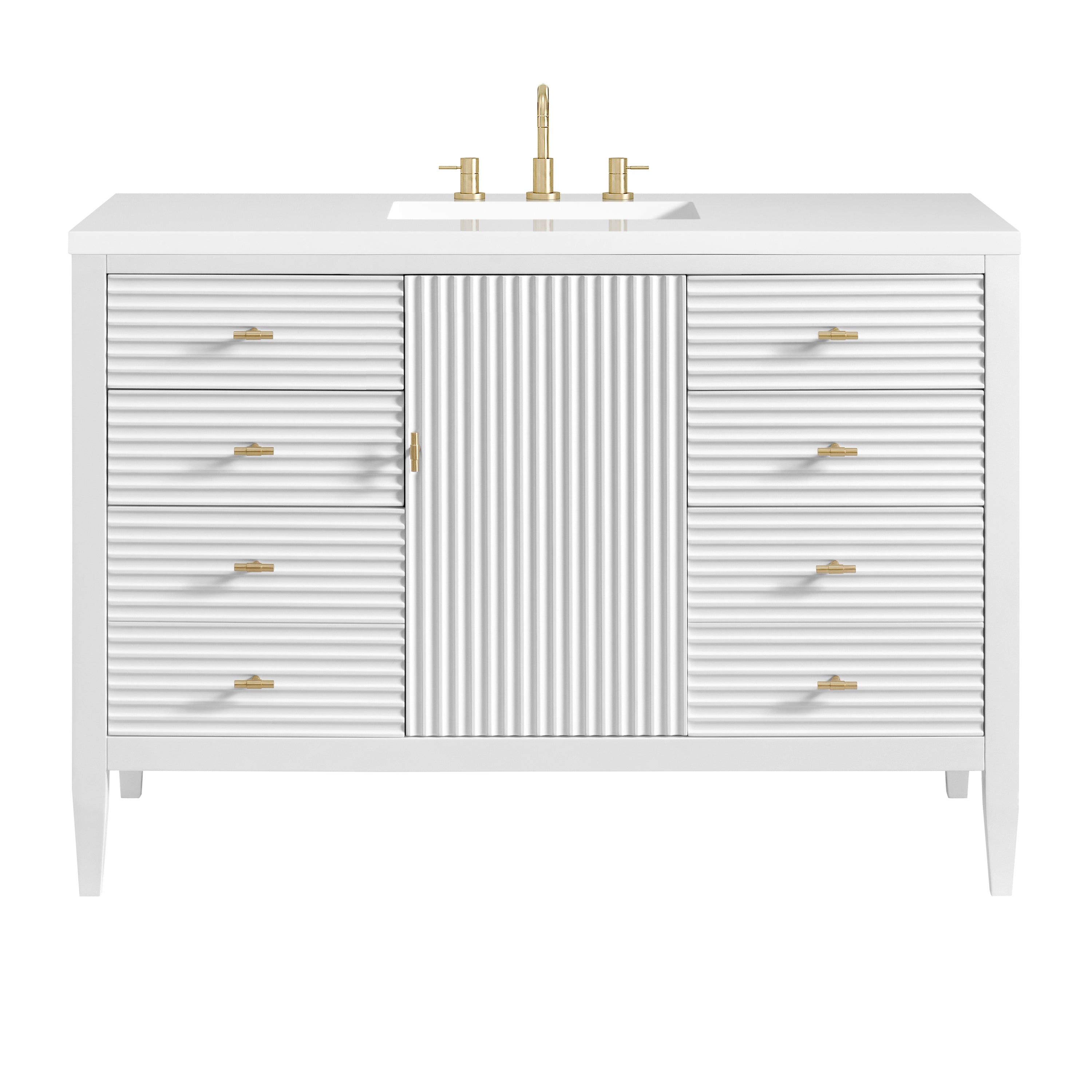 James Martin Myrrin 48" Single Vanity in Bright White with 3cm Countertop