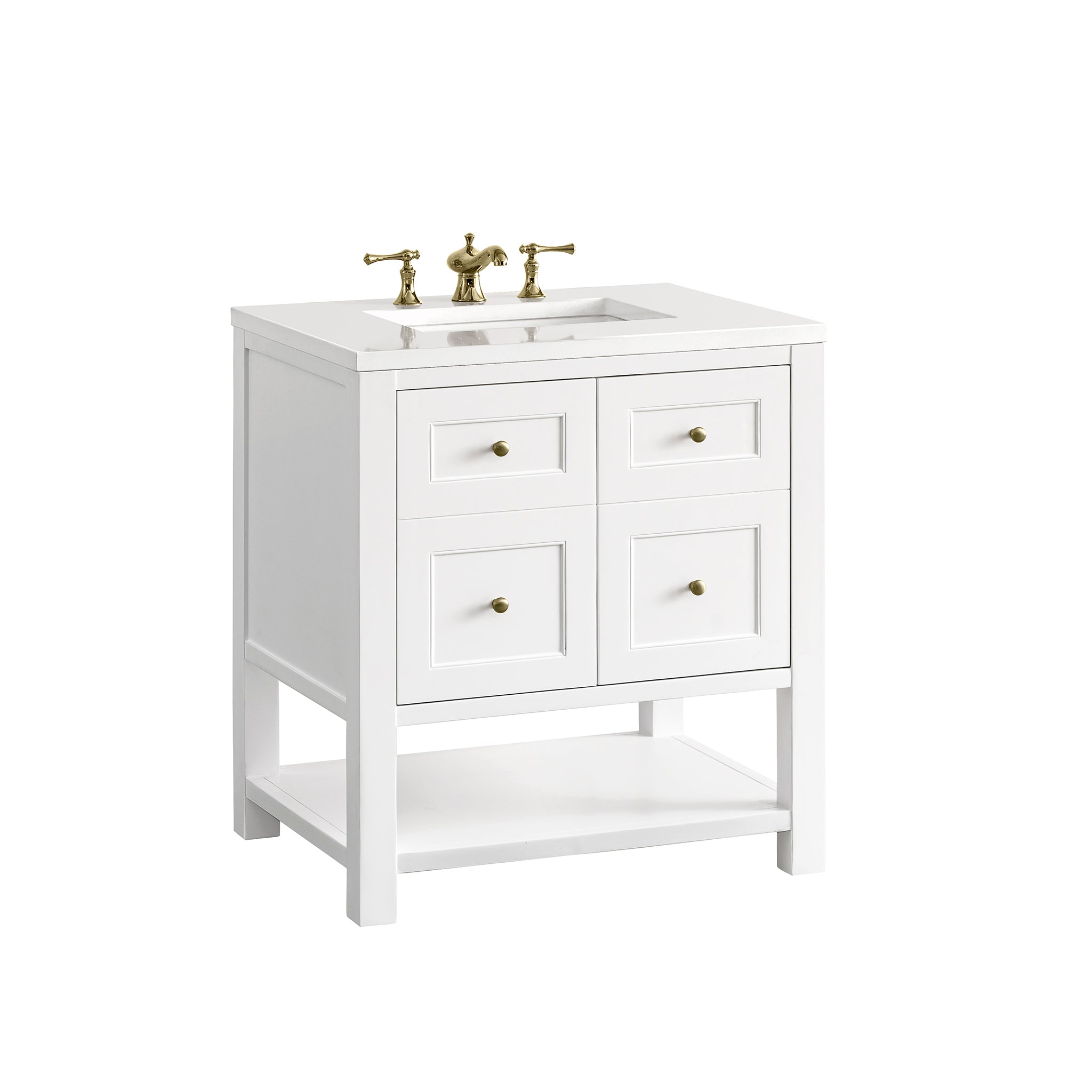 James Martin Breckenridge 30" Single Vanity in Bright White with 3cm Countertop