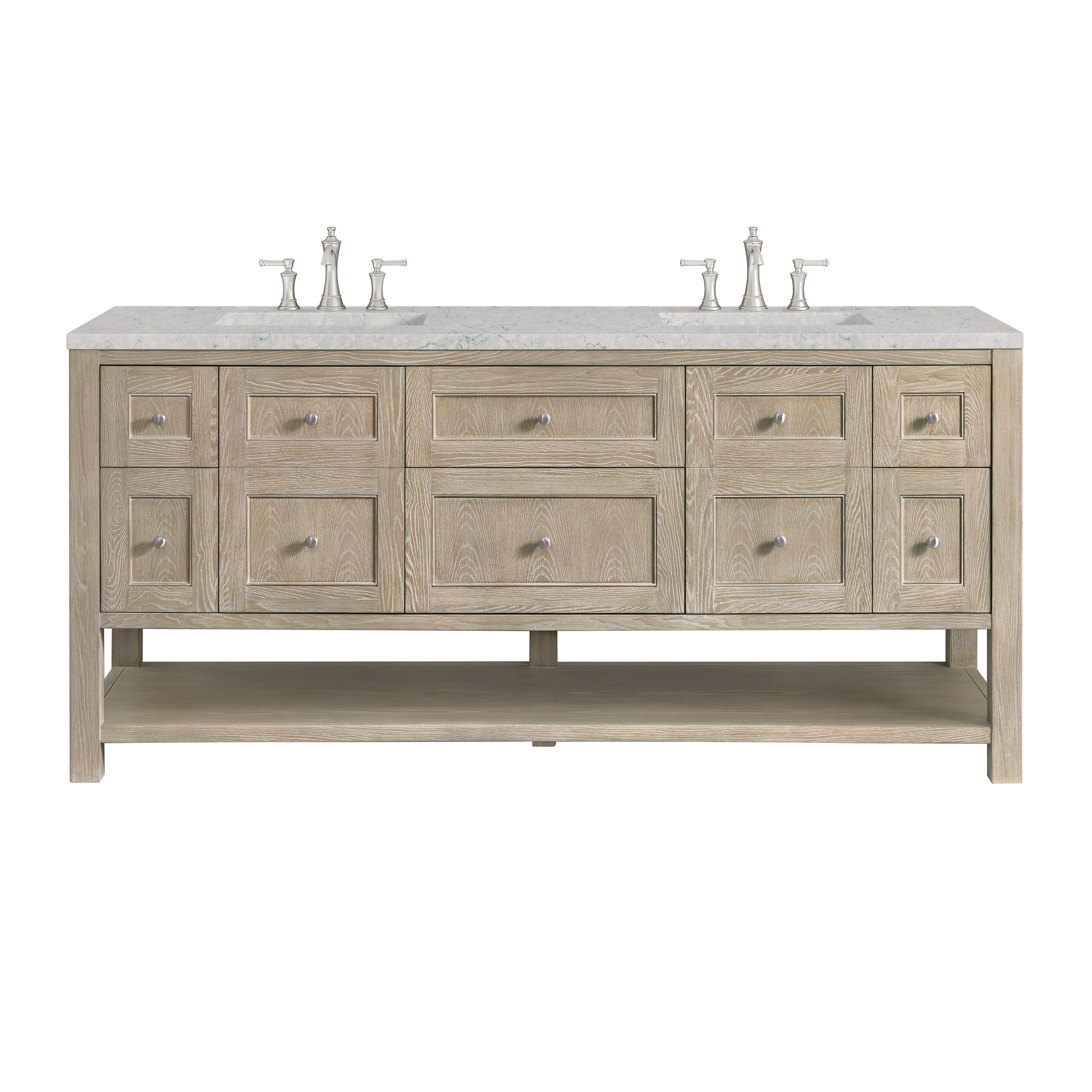 James Martin Breckenridge 72" Double Vanity in Whitewashed Oak with 3cm Countertop