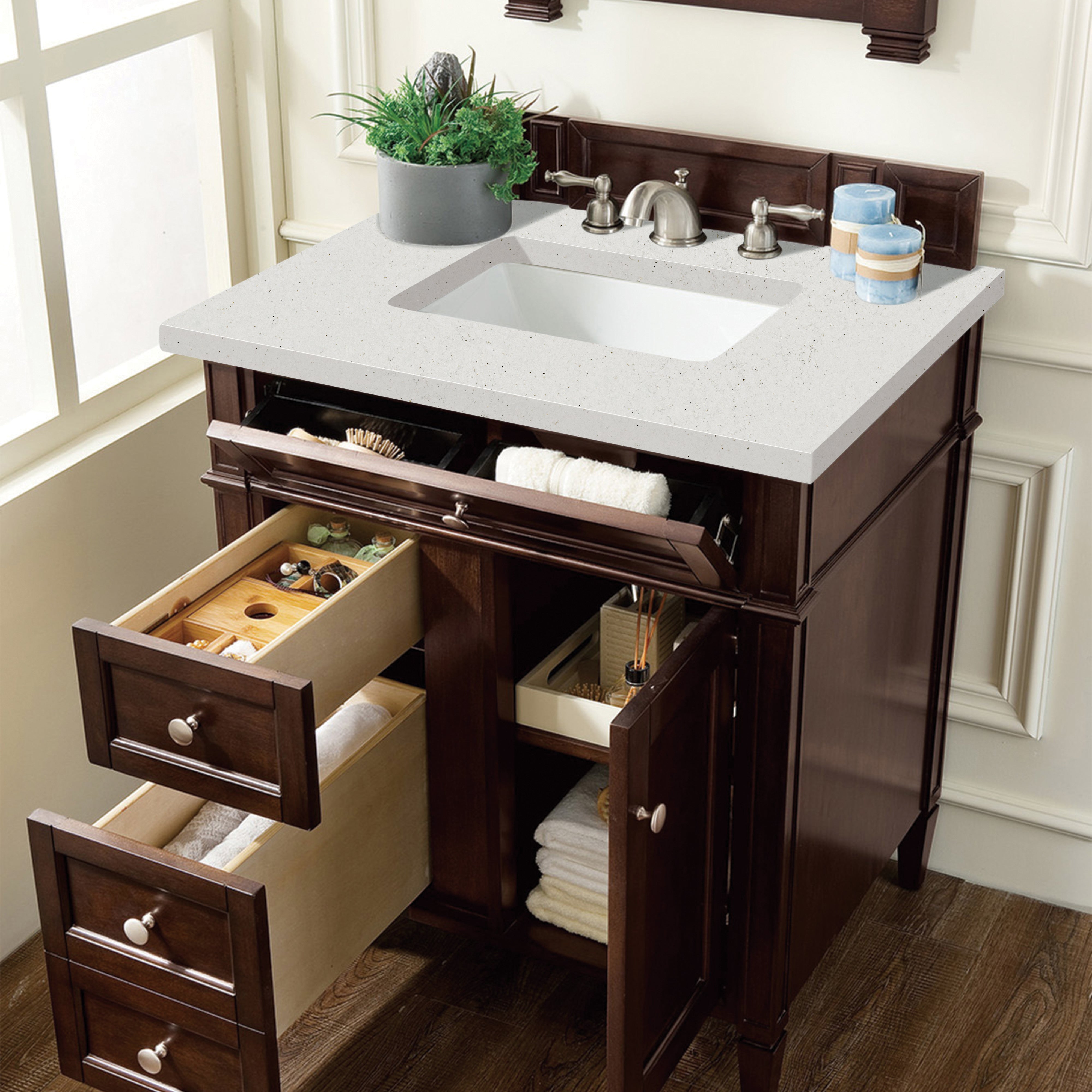 James Martin Brittany 30" Single Vanity in Burnished Mahogany with 3cm Countertop