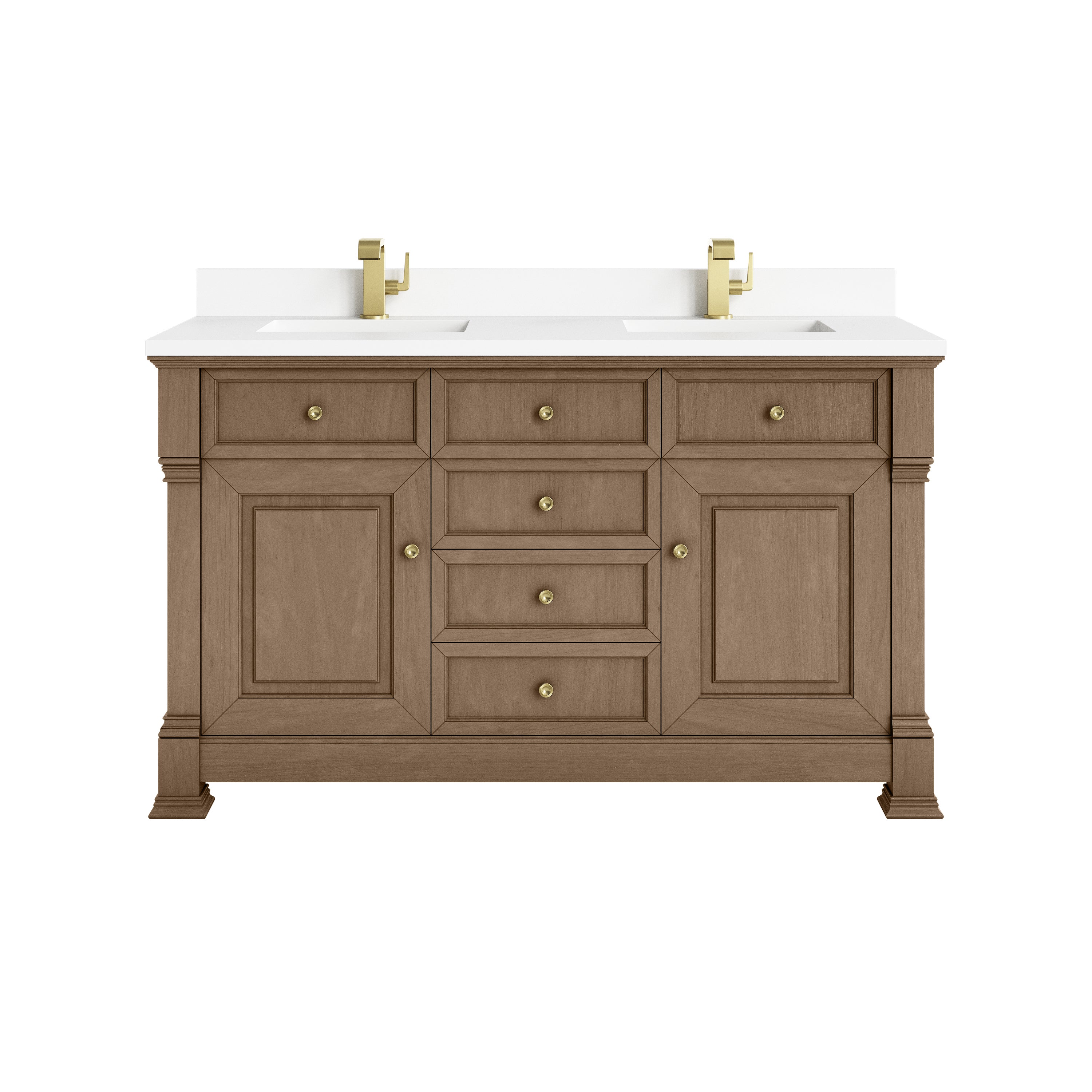 James Martin Brookfield 60" Double Vanity in Pecan with 3cm Countertop