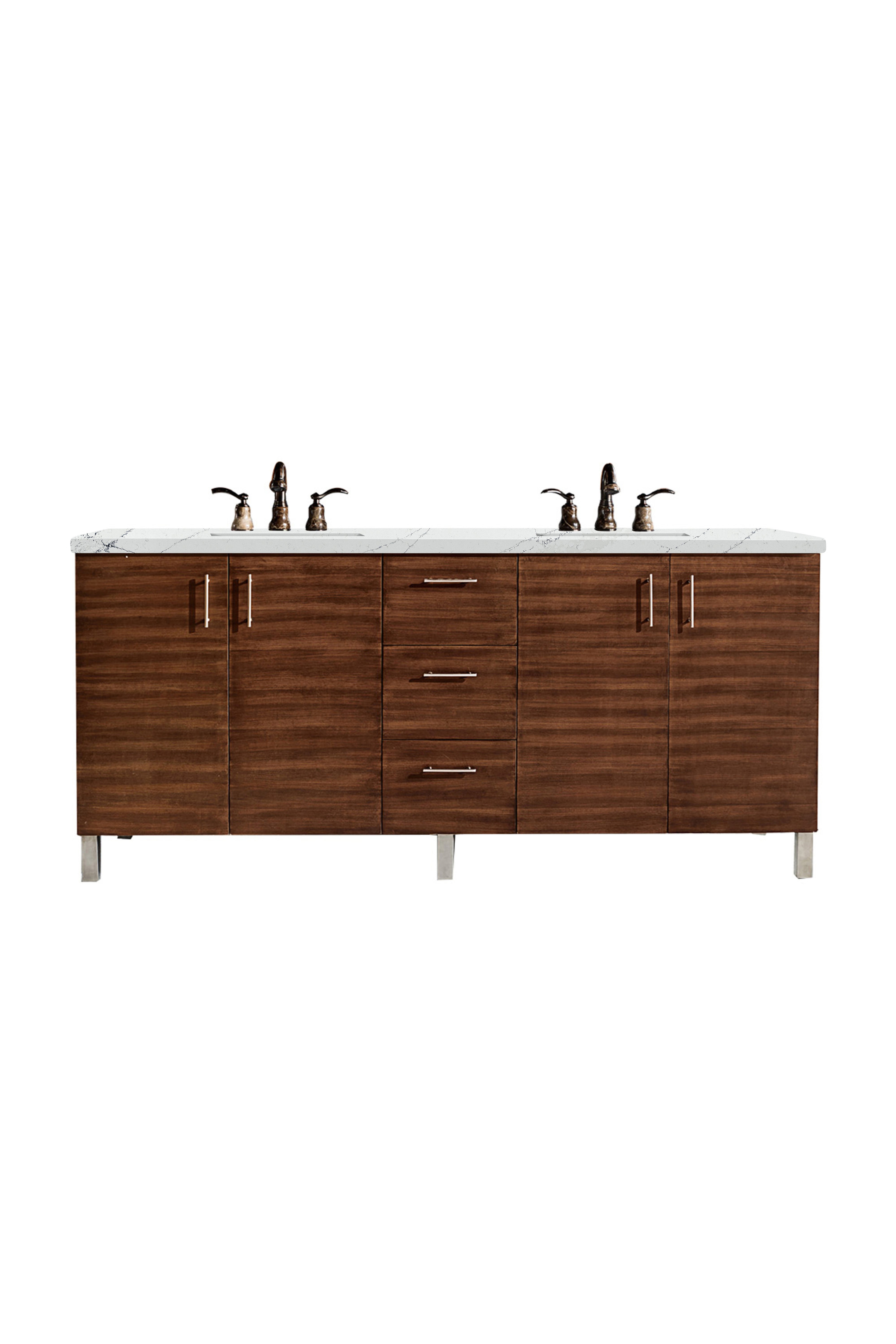 James Martin Metropolitan 72" Double Vanity in American Walnut with 3cm Countertop