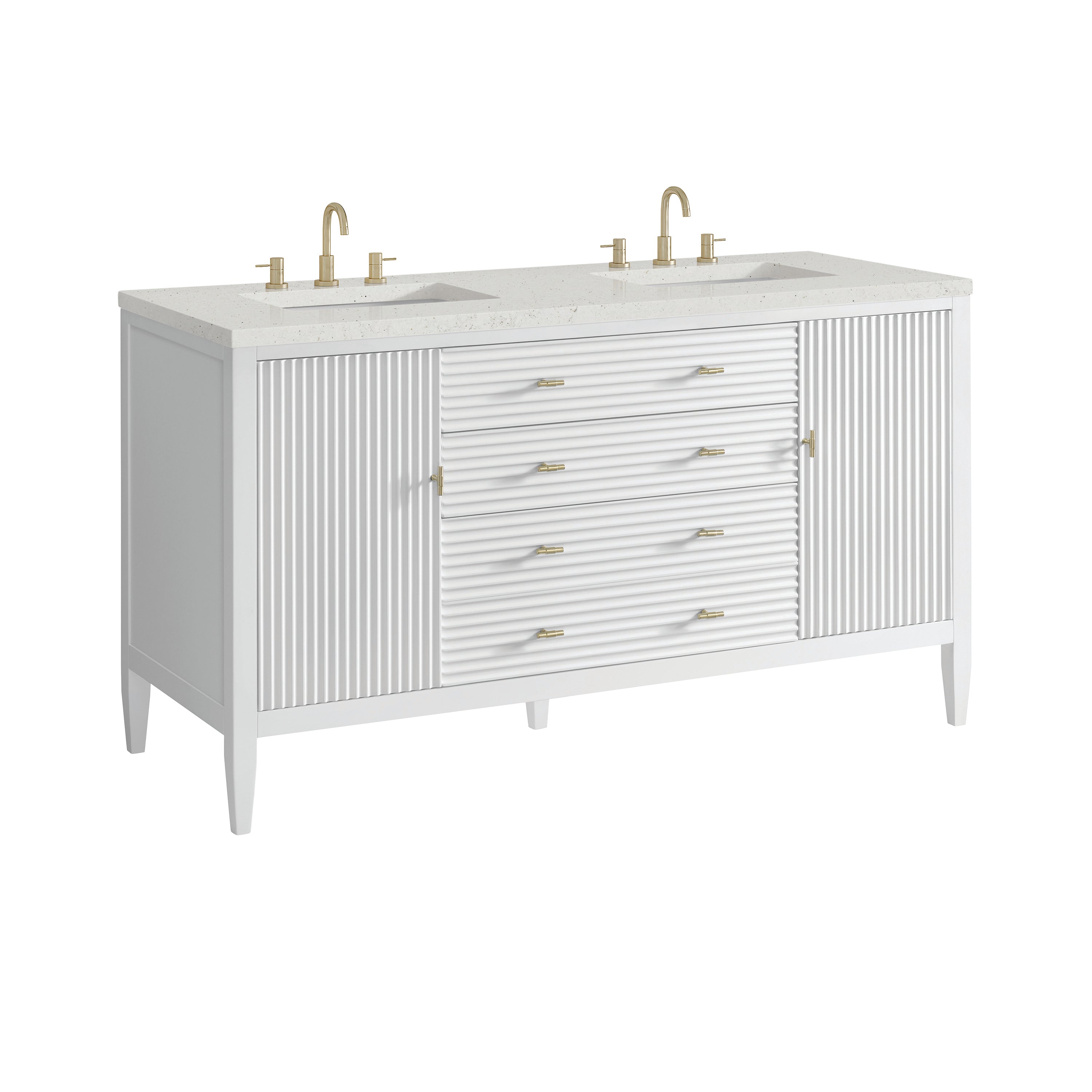 James Martin Myrrin 60" Double Vanity in Bright White with 3cm Countertop