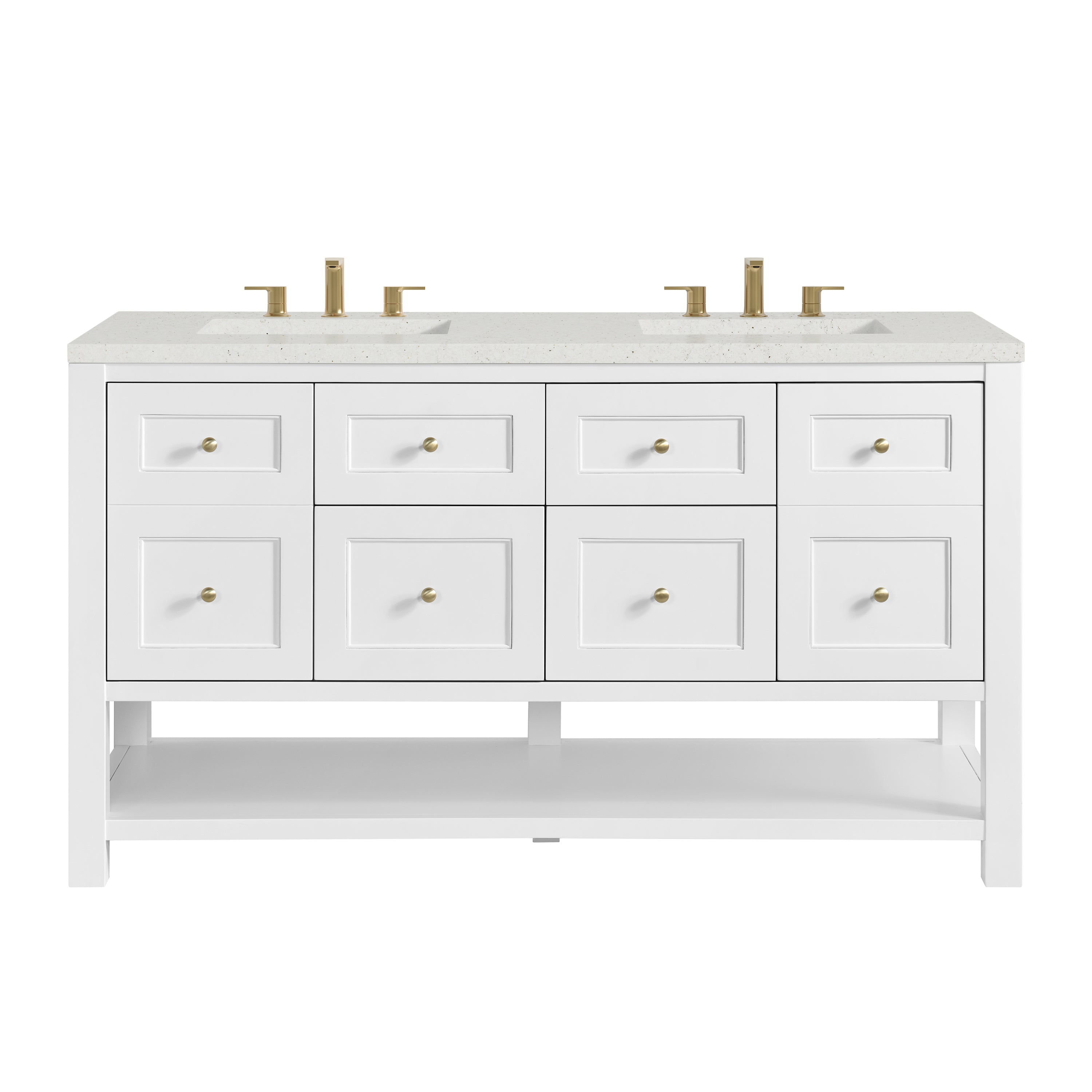 James Martin Breckenridge 60" Double Vanity in Bright White with 3cm Countertop