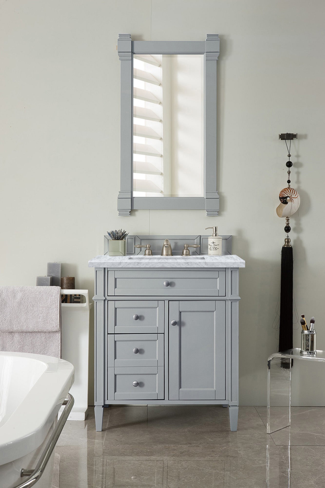 James Martin Brittany 30" Single Vanity in Urban Gray with 3cm Countertop