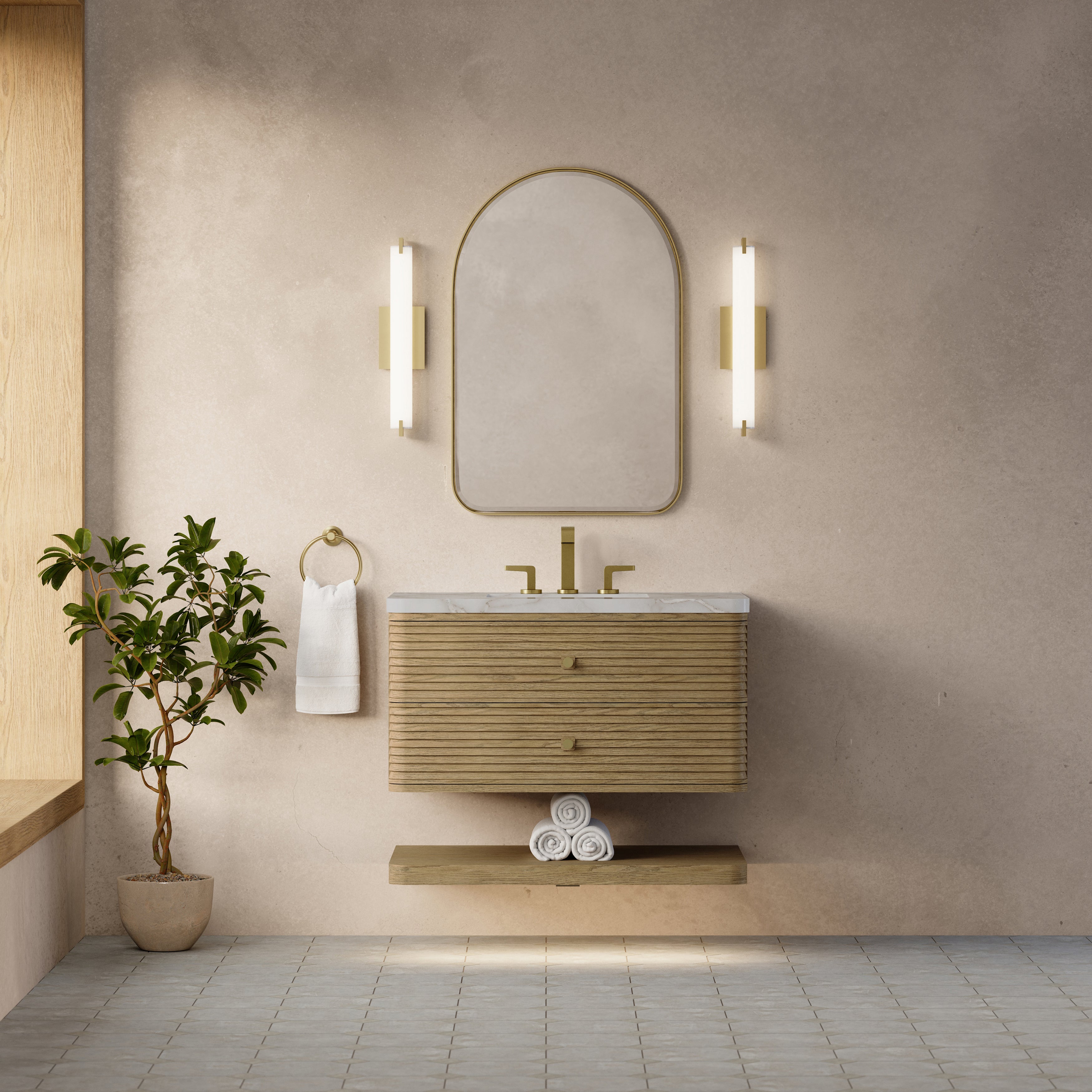 James Martin Allamari 36" Single Vanity in Dune Mist with 3cm Countertop