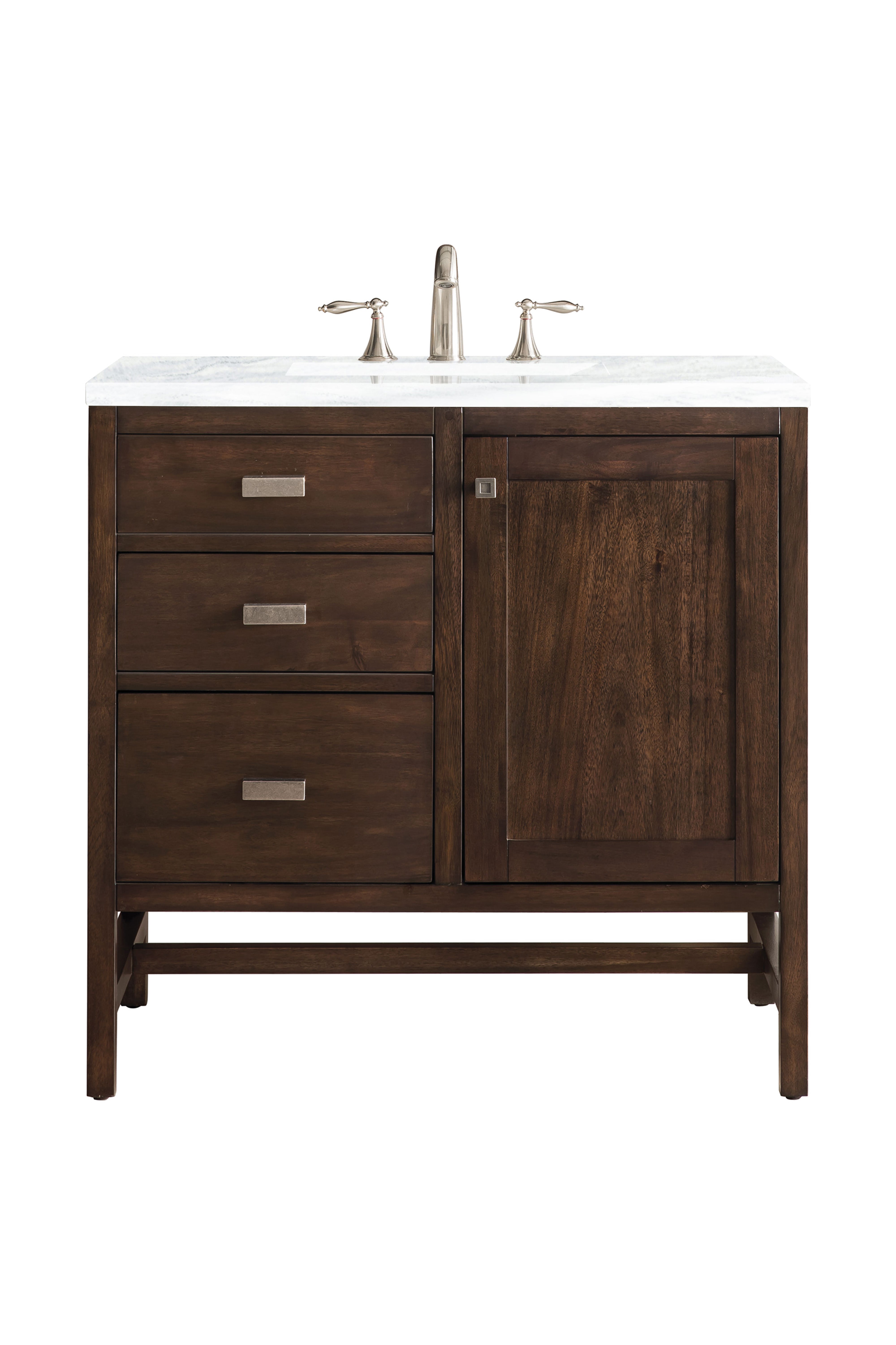 James Martin Addison 36" Single Vanity in Mid-Century Acacia with 3cm Countertop