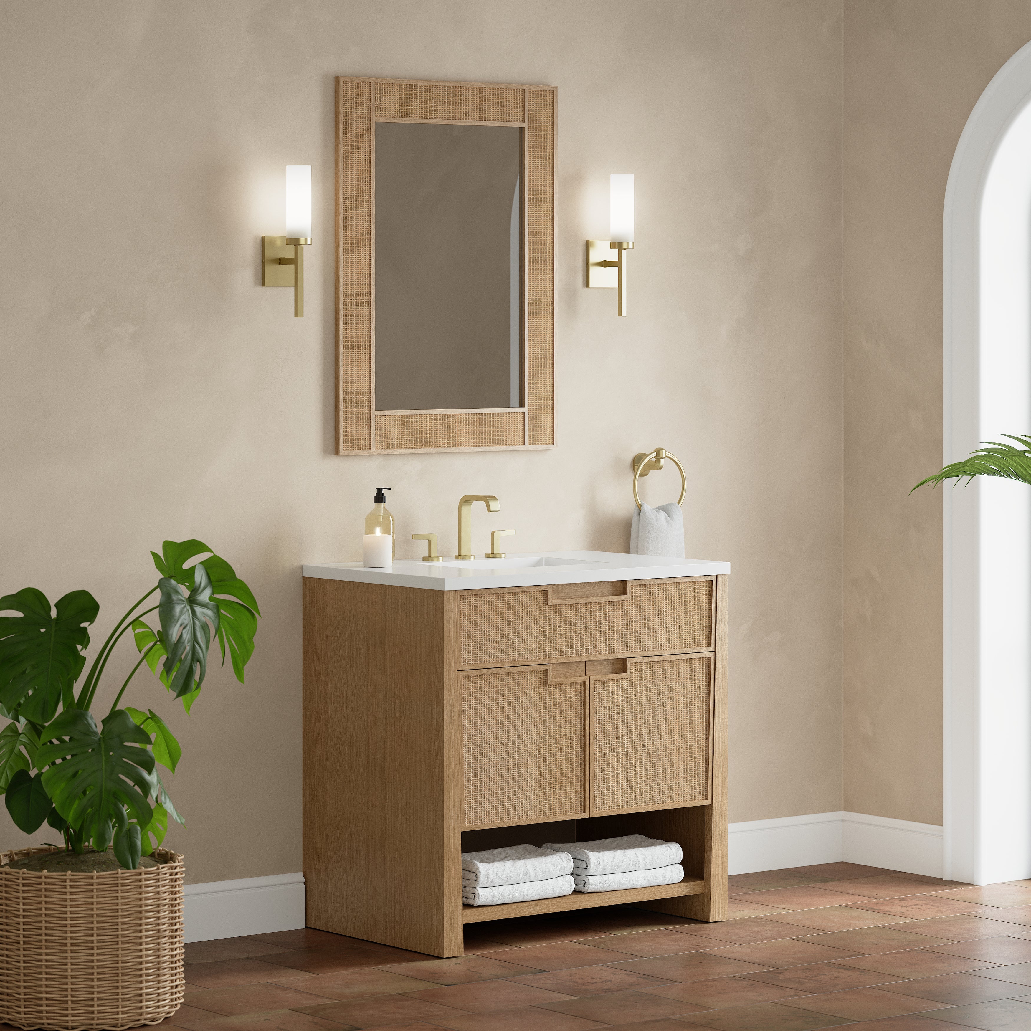 James Martin Solene 36" Single Vanity in Seaside Oak with 3cm Countertop