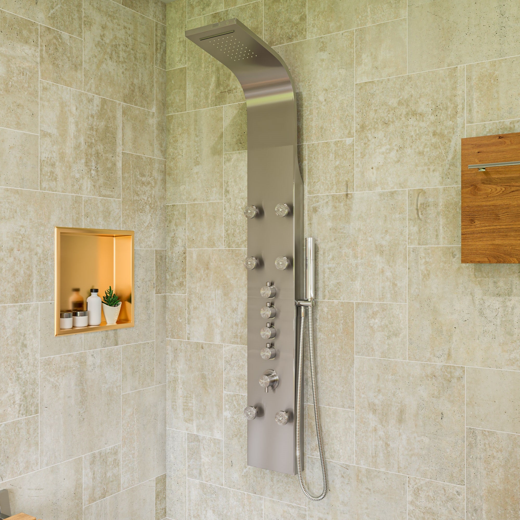 ALFI brand  ABSP40 Stainless Steel Shower Panel with 6 Body Sprays