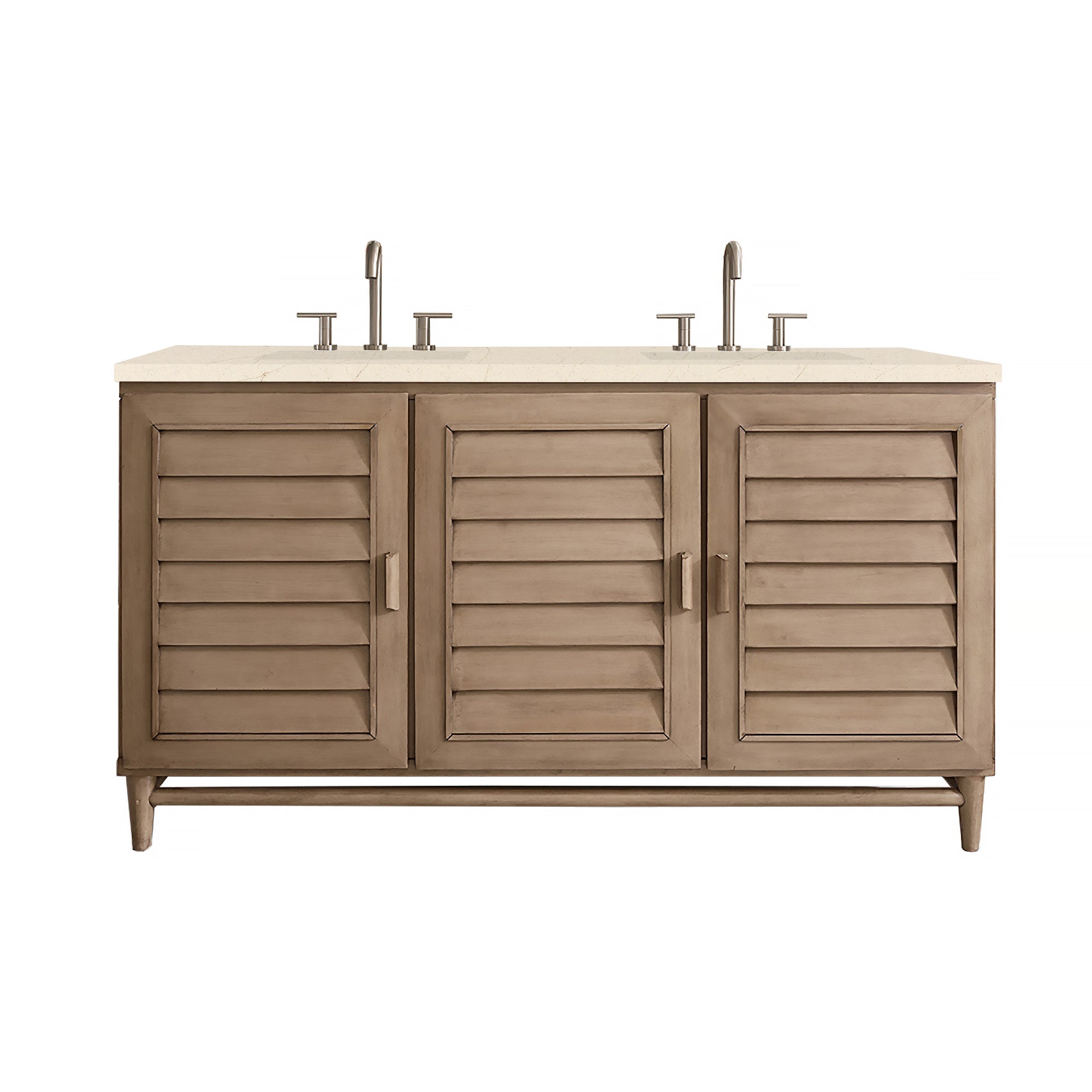 James Martin Portland 60" Double Vanity in Whitewashed Walnut with 3cm Countertop