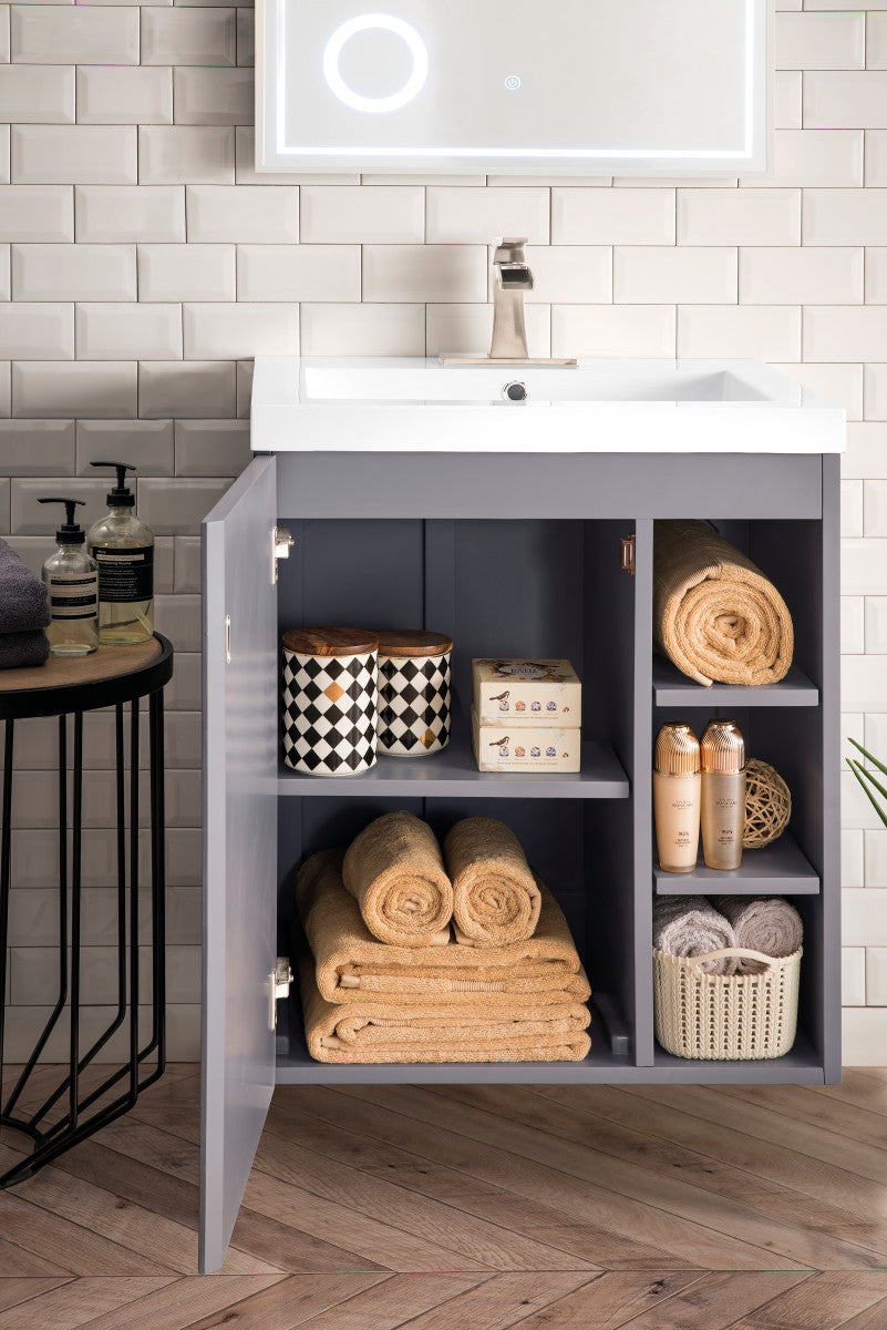 Alicante 24" Single Vanity with White Glossy Composite Stone Top