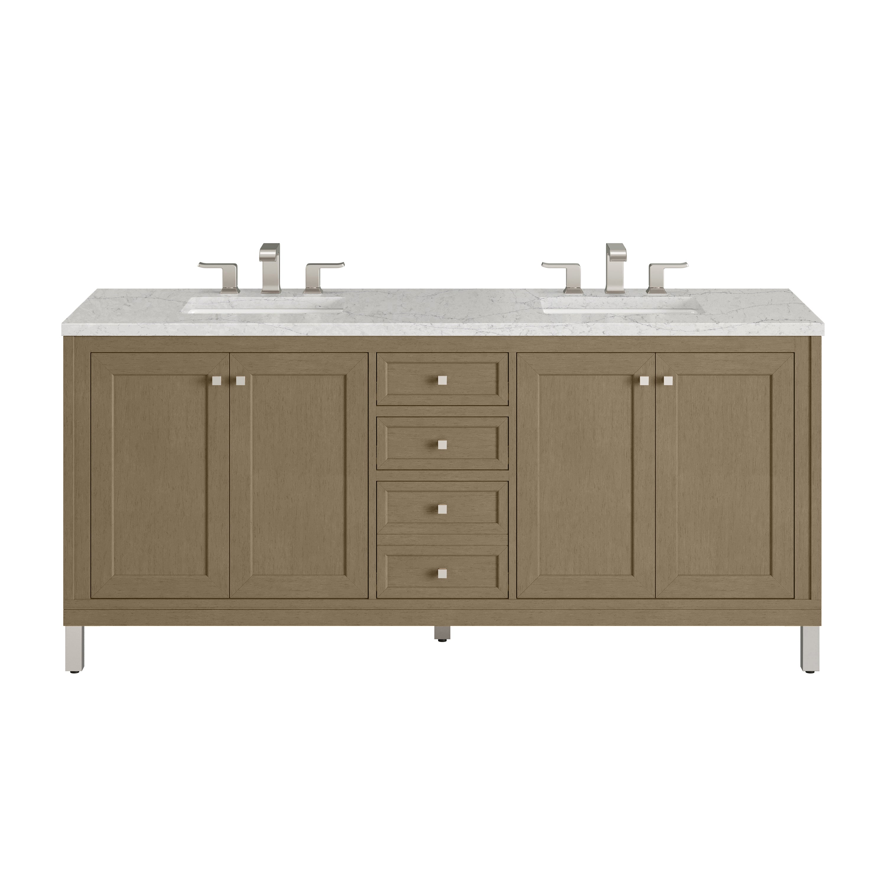 James Martin Chicago 72" Double Vanity in Walnut Whisper with 3cm Countertop