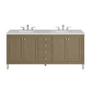 James Martin Chicago 72" Double Vanity in Walnut Whisper with 3cm Countertop and FreePower Wireless Charger