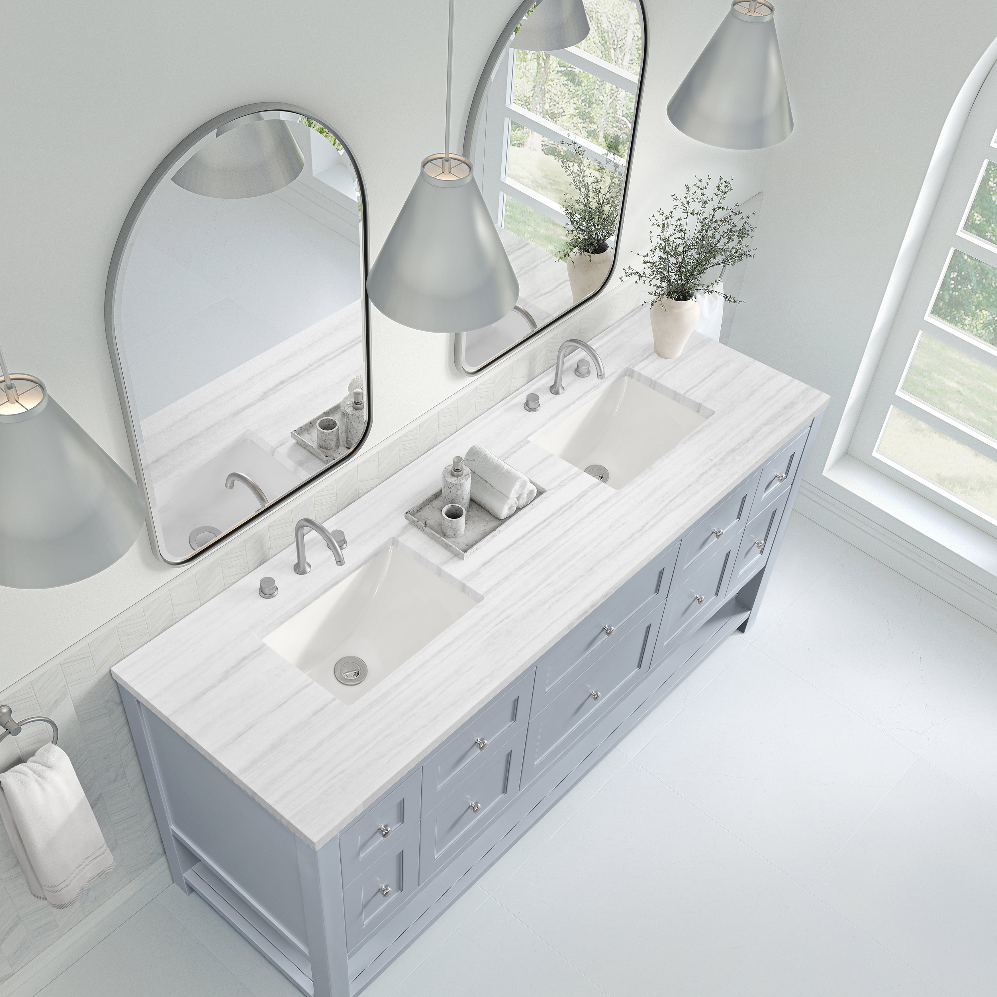James Martin Breckenridge 72" Double Vanity in Serenity Blue with 3cm Countertop