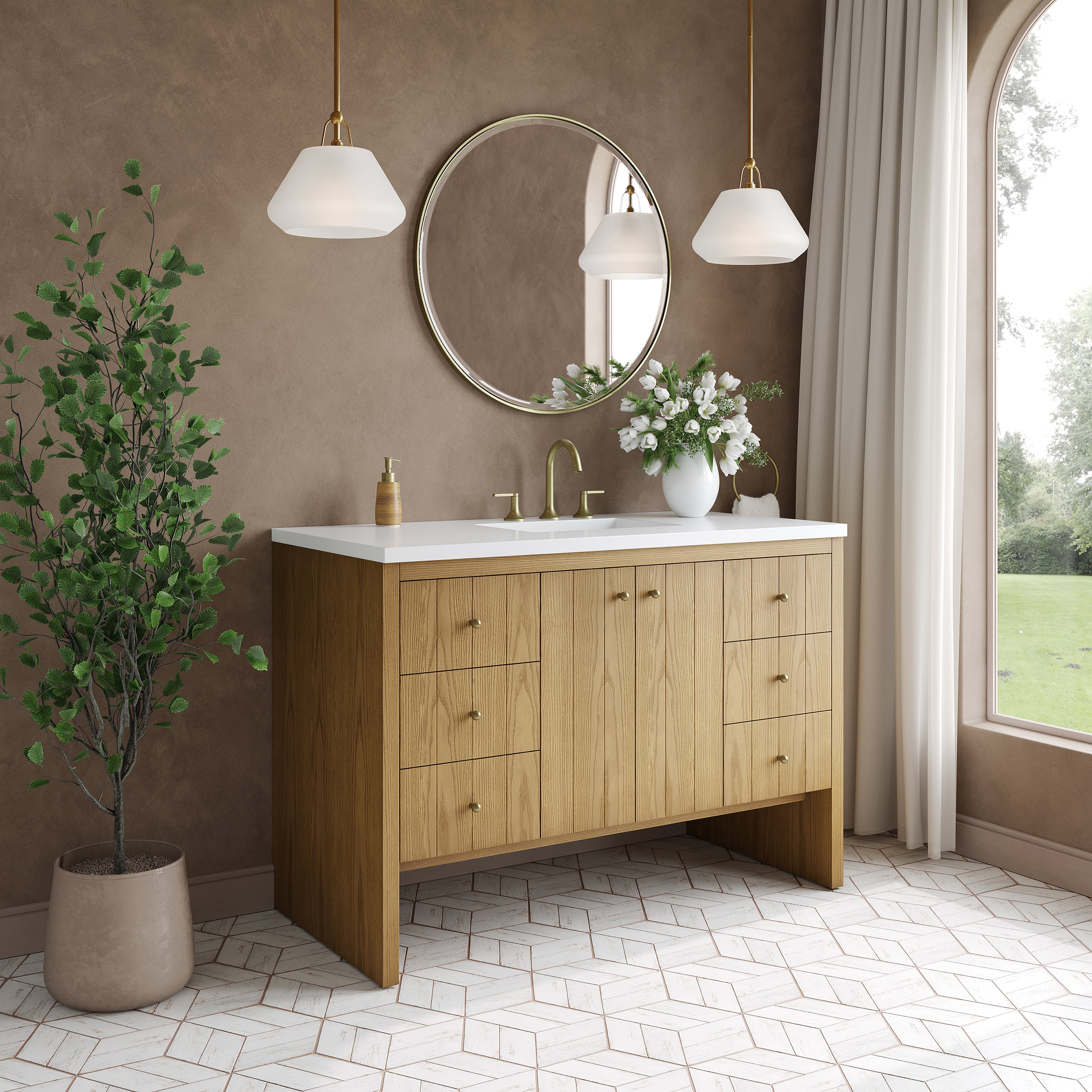 James Martin Hudson 48" Single Vanity in Light Natural Oak with 3cm Countertop