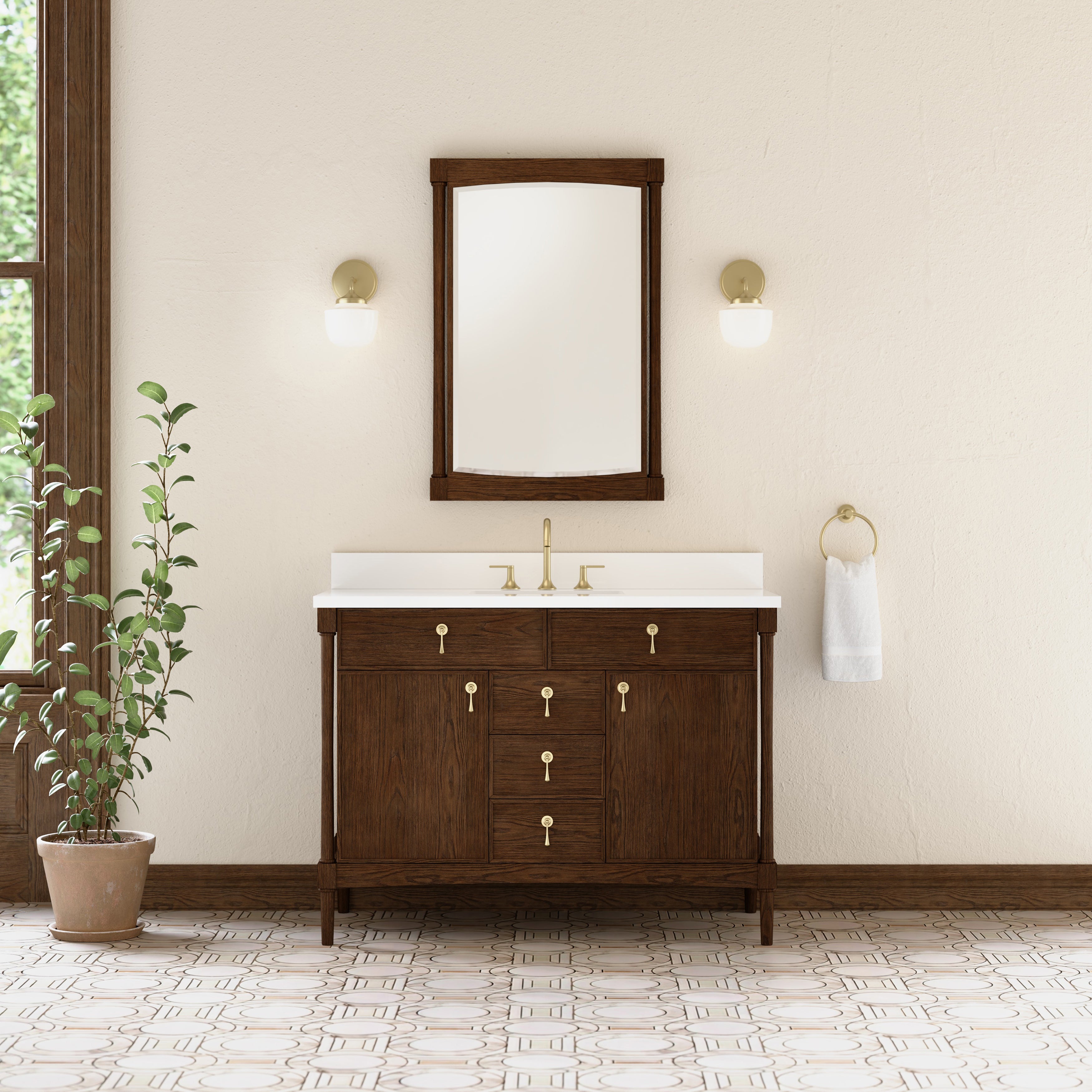 James Martin Kinnsden 48" Single Vanity in Sable Oak with 3cm Countertop