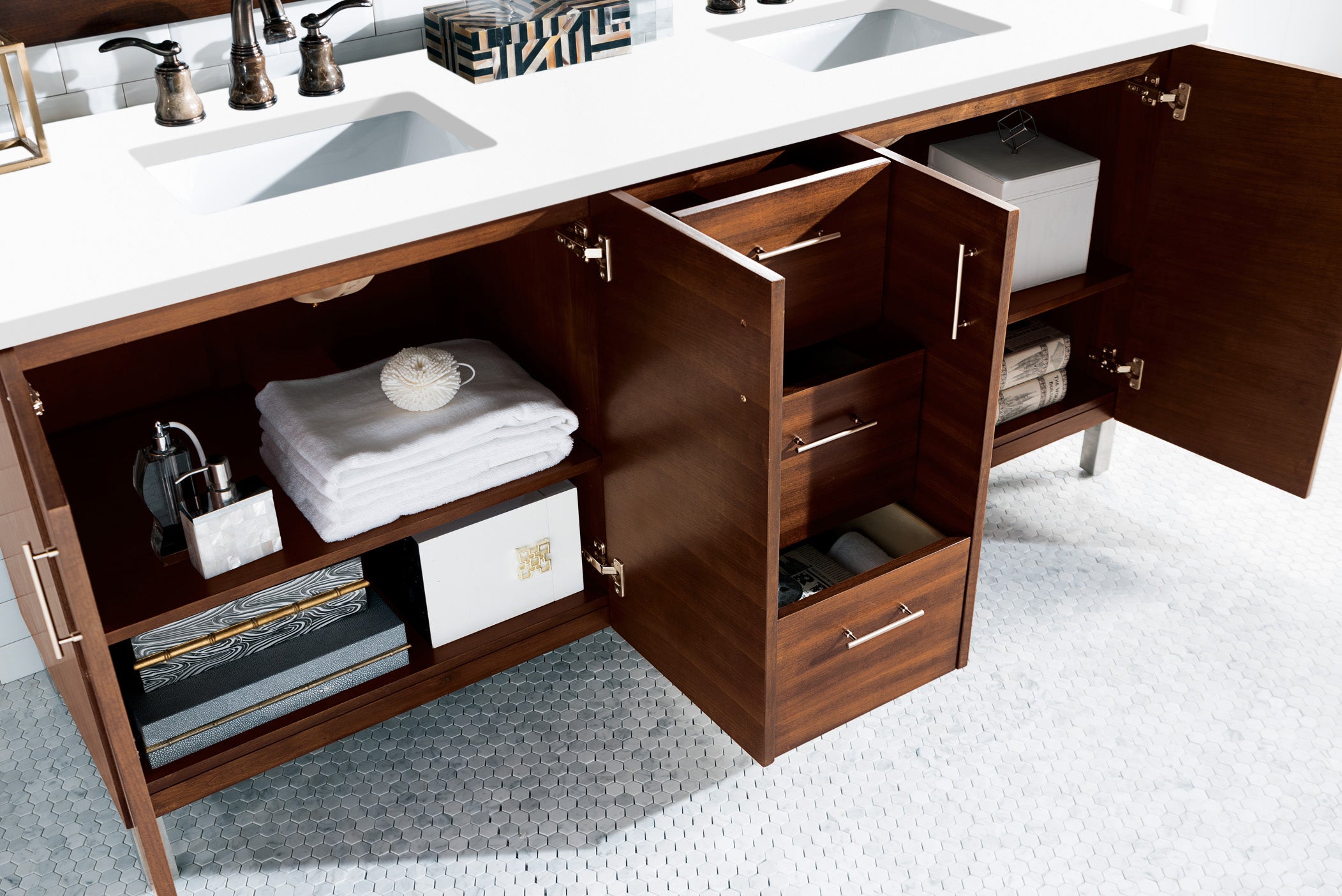 James Martin Metropolitan 72" Double Vanity in American Walnut with 3cm Countertop