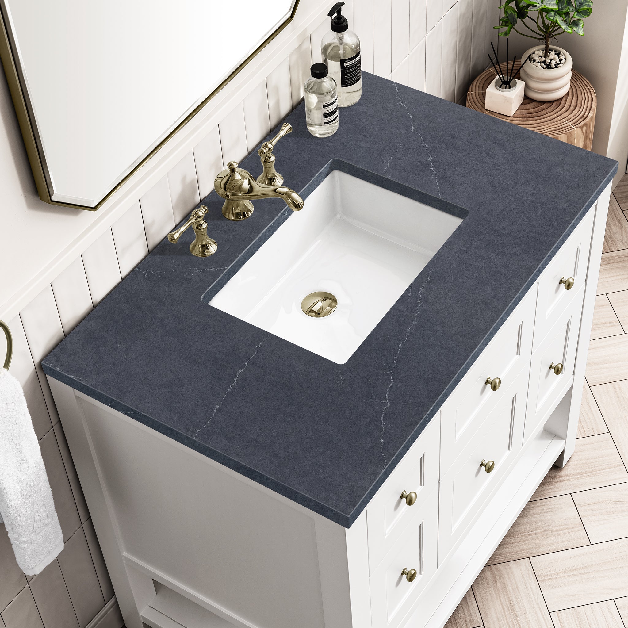 James Martin Breckenridge 36" Single Vanity in Bright White with 3cm Countertop