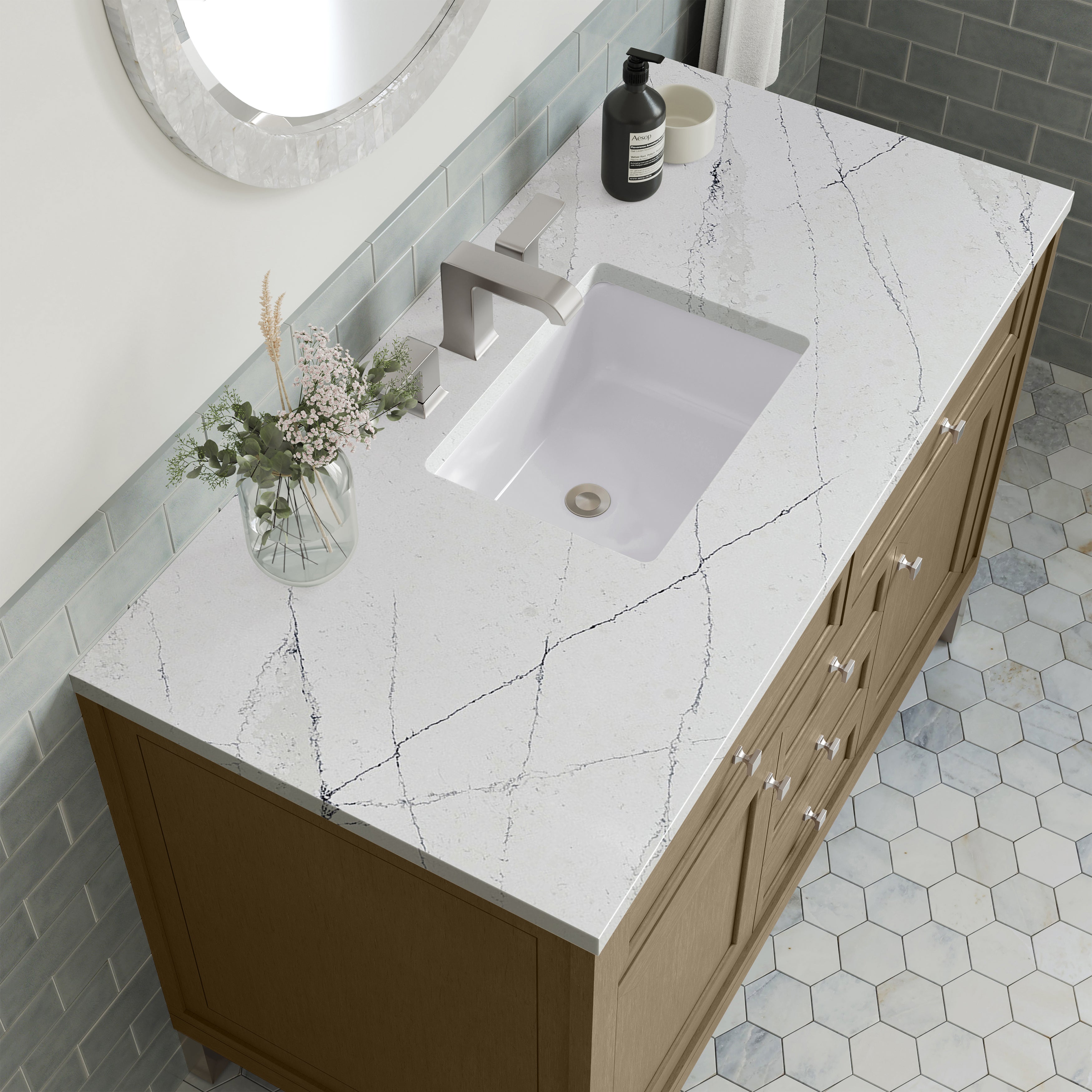 James Martin Chicago 48" Single Vanity in Walnut Whisper with 3cm Countertop