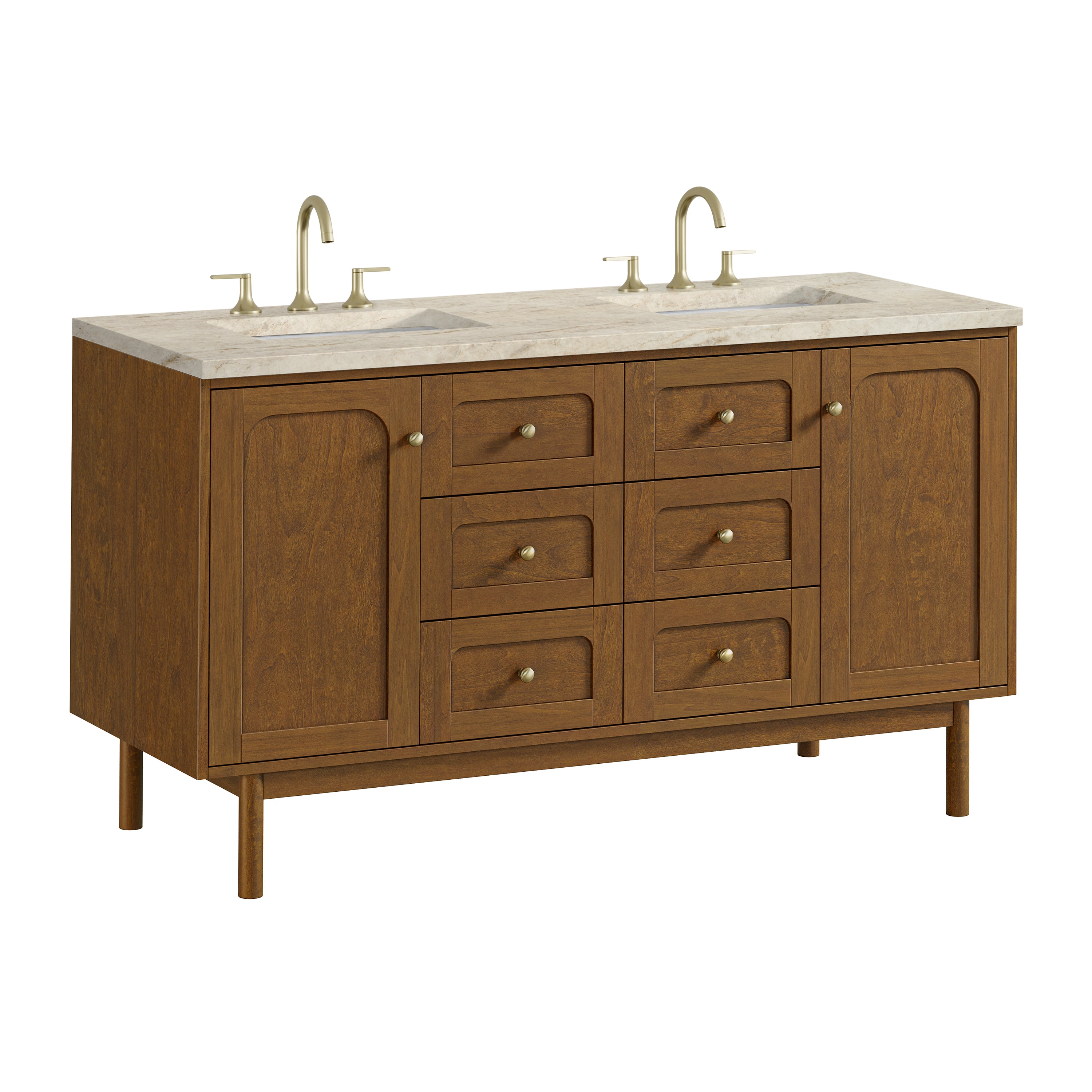 James Martin Laurent 60" Double Vanity in Honey Oak with 3cm Countertop