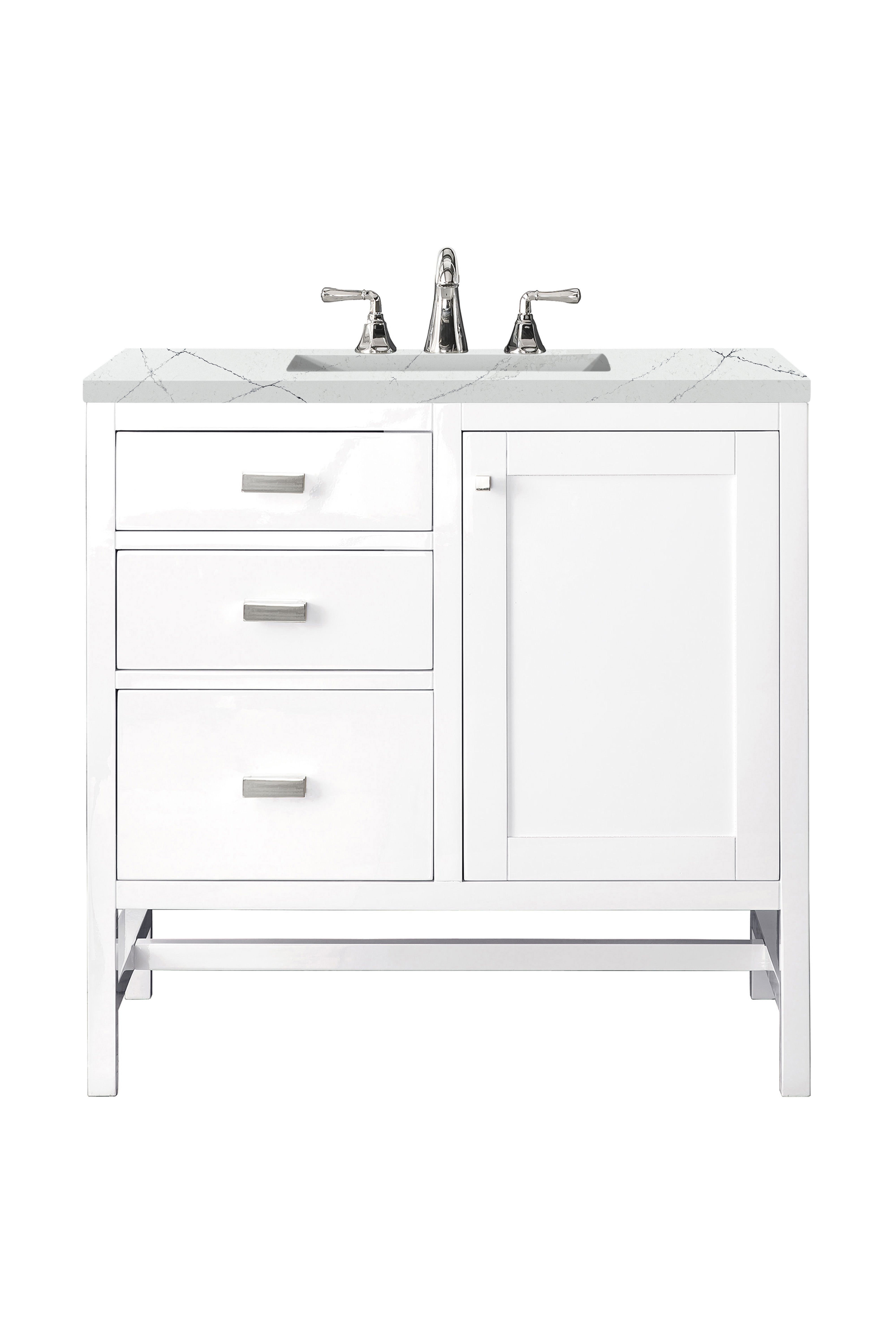 James Martin Addison 36" Single Vanity in Glossy White with 3cm Countertop
