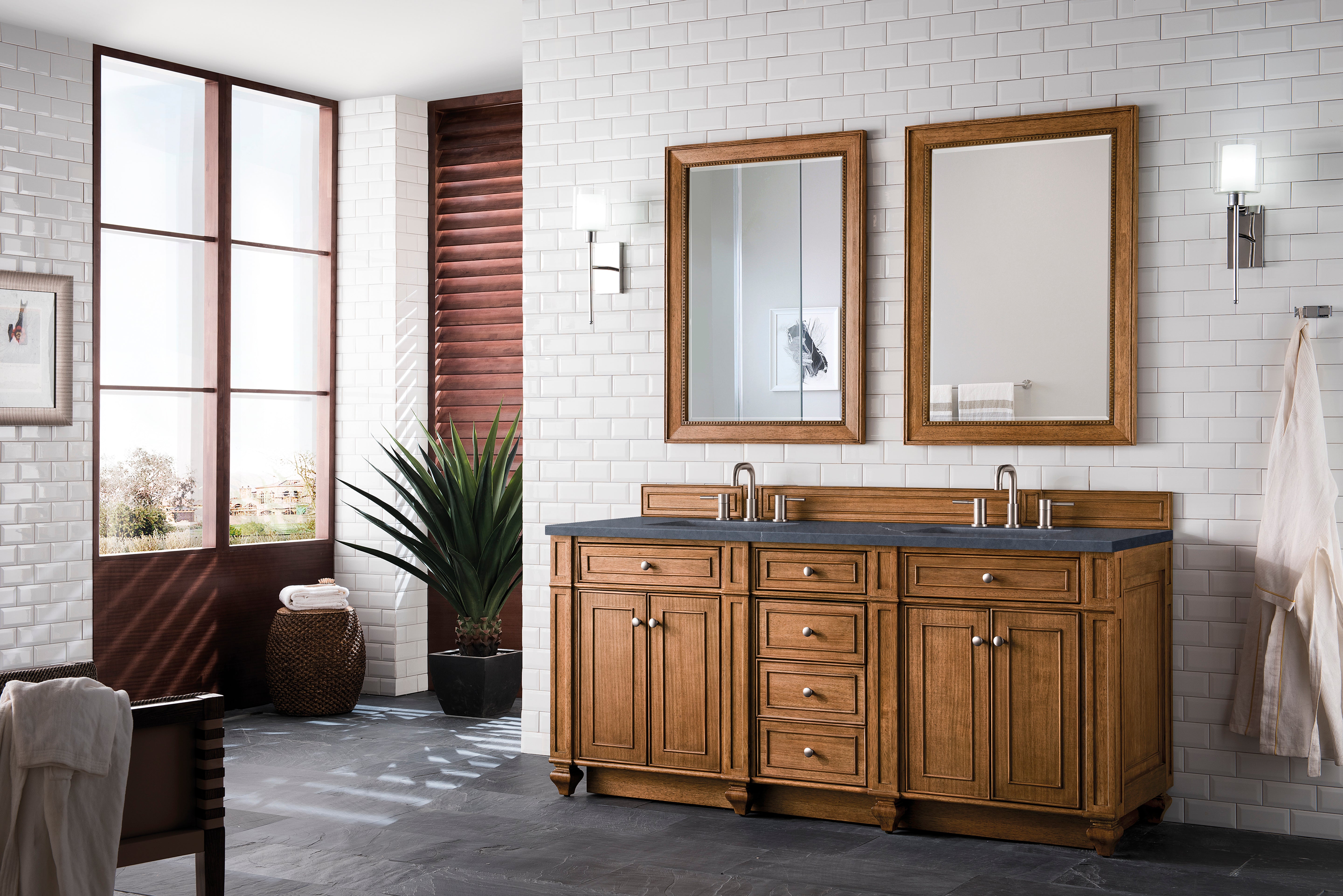 James Martin Bristol 72" Double Vanity in Saddle Brown with 3cm Countertop