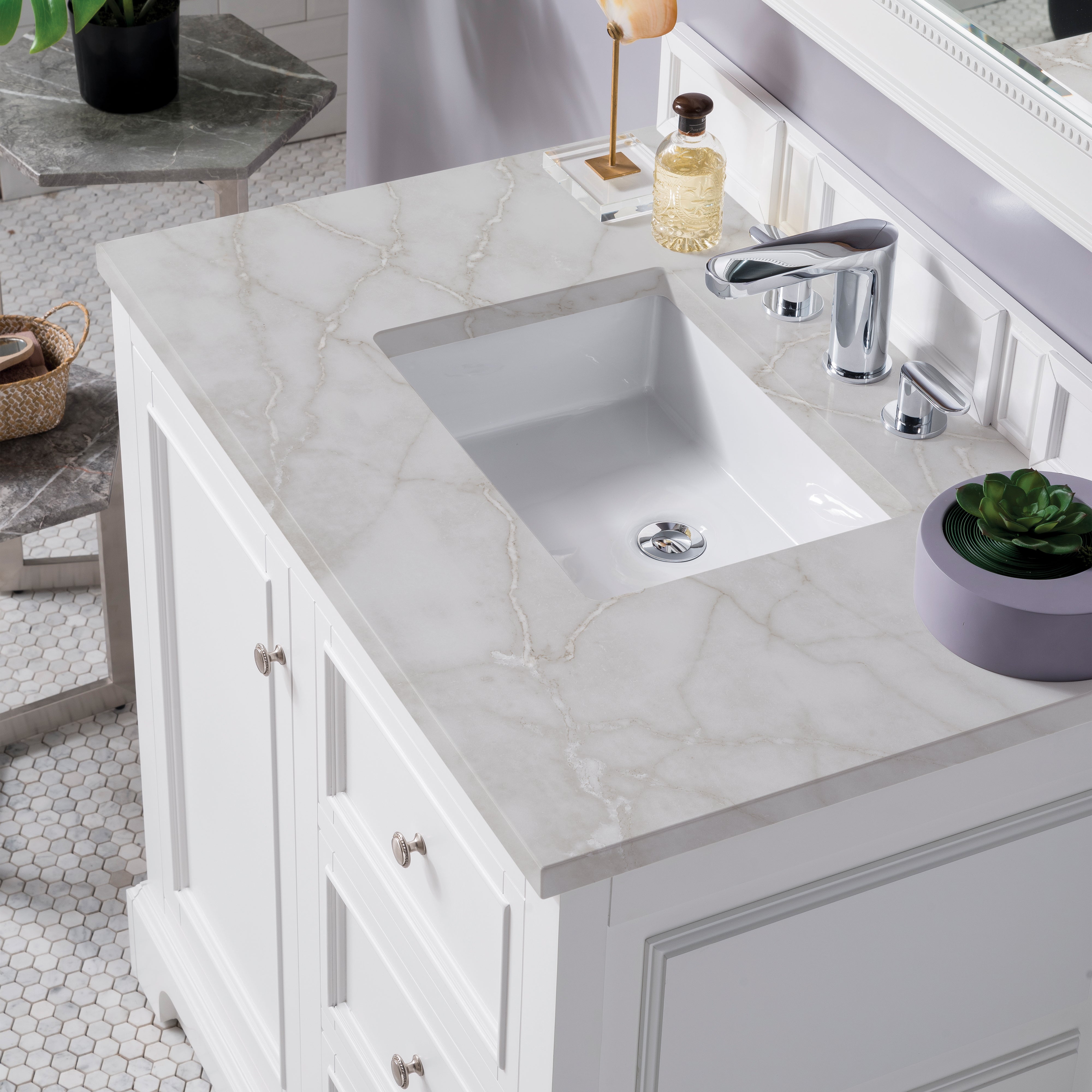 James Martin De Soto 36" Single Vanity in Bright White with 3cm Countertop