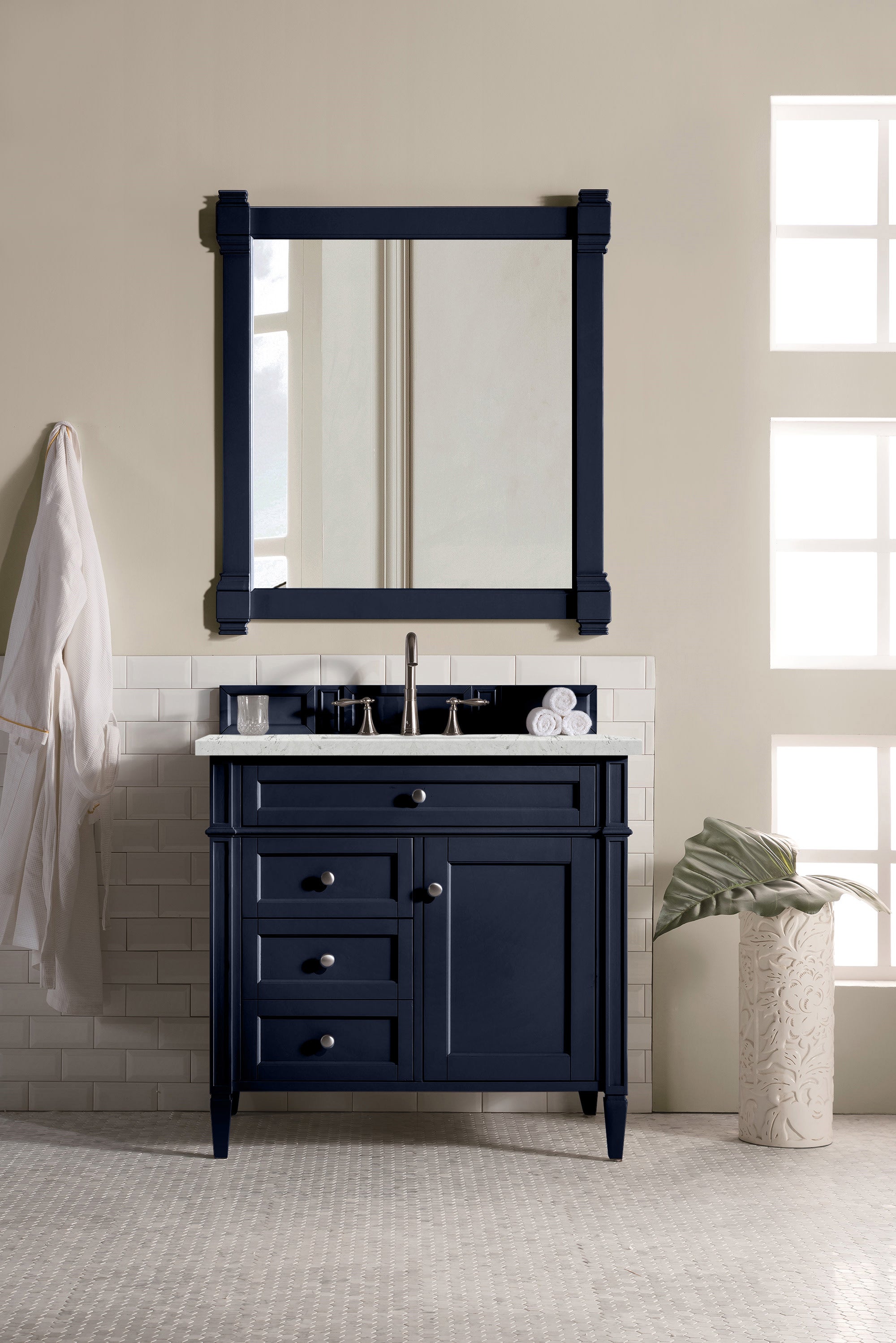 James Martin Brittany 36" Single Vanity in Victory Bleu with 3cm Countertop