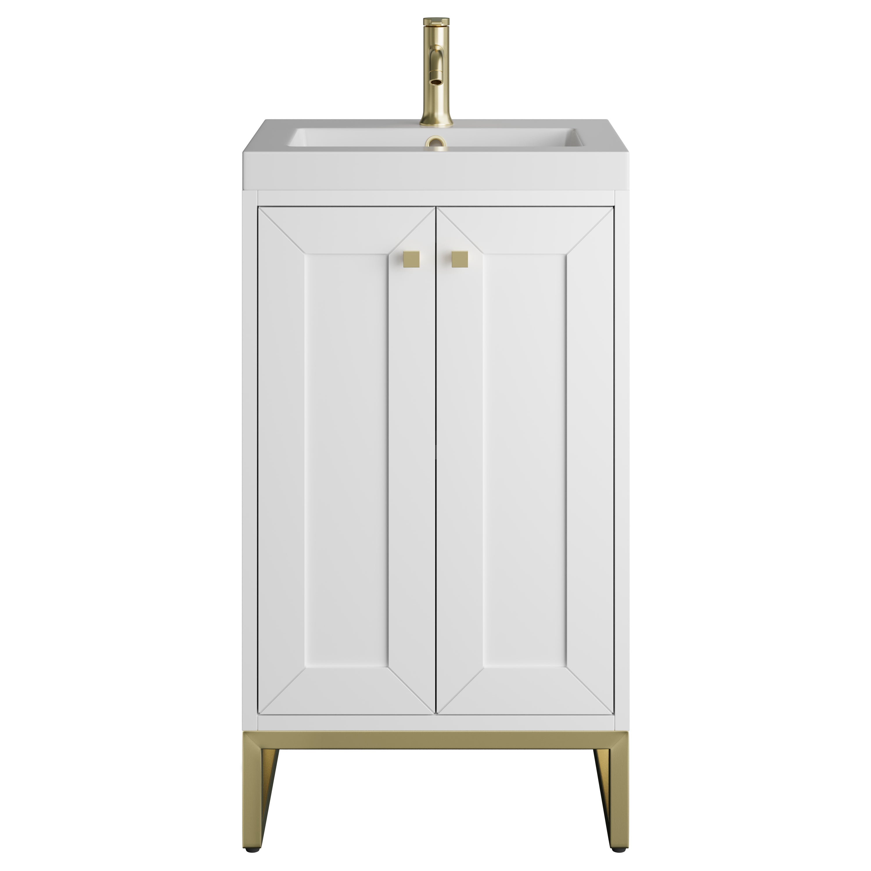 James Martin Chianti 20" Single Vanity in Glossy White with White Glossy Composite Stone Top