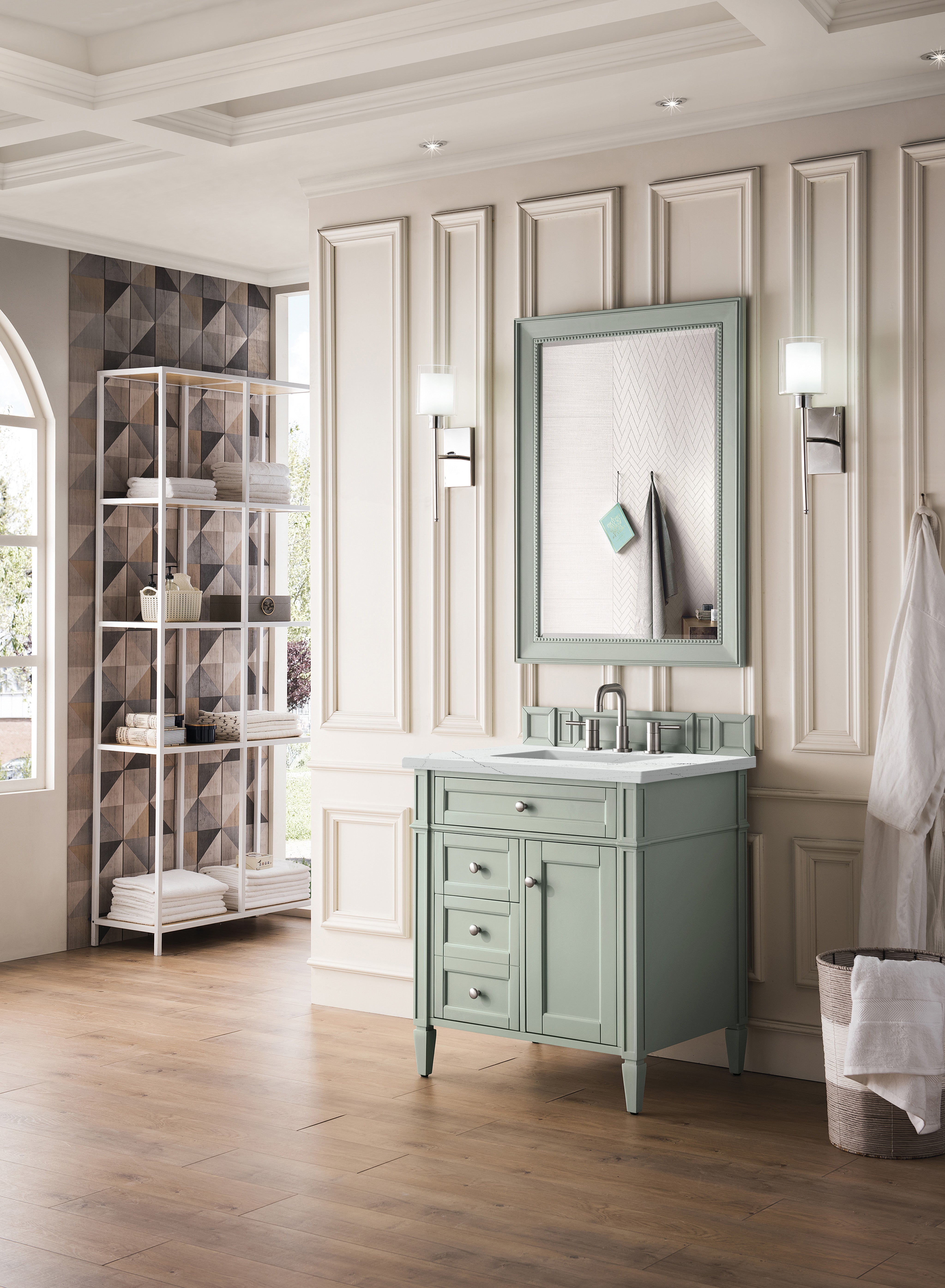 James Martin Brittany 30" Single Vanity in Sage Green with 3cm Countertop