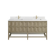 James Martin Emmeline 72" Double Vanity in Pebble Oak with 3cm Countertop