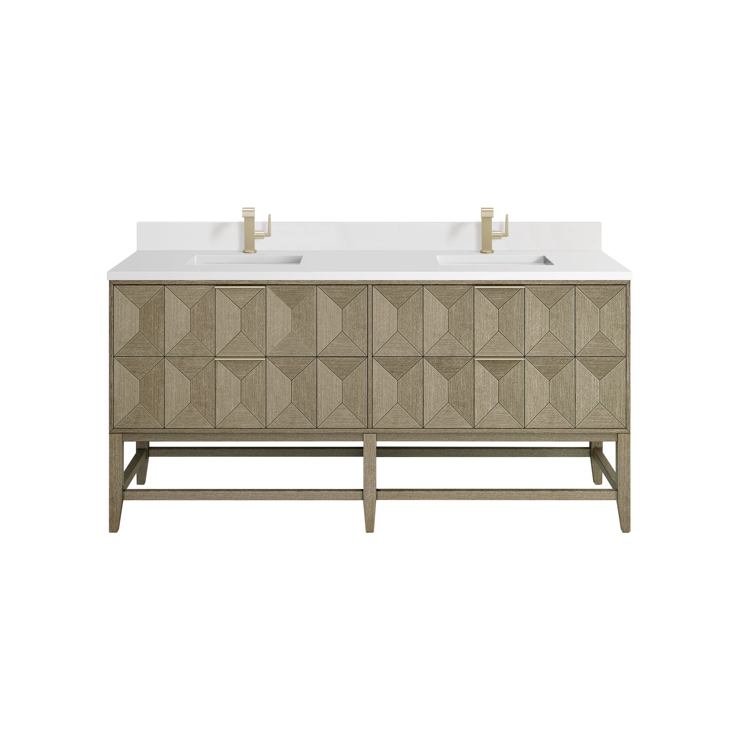 James Martin Emmeline 72" Double Vanity in Pebble Oak with 3cm Countertop