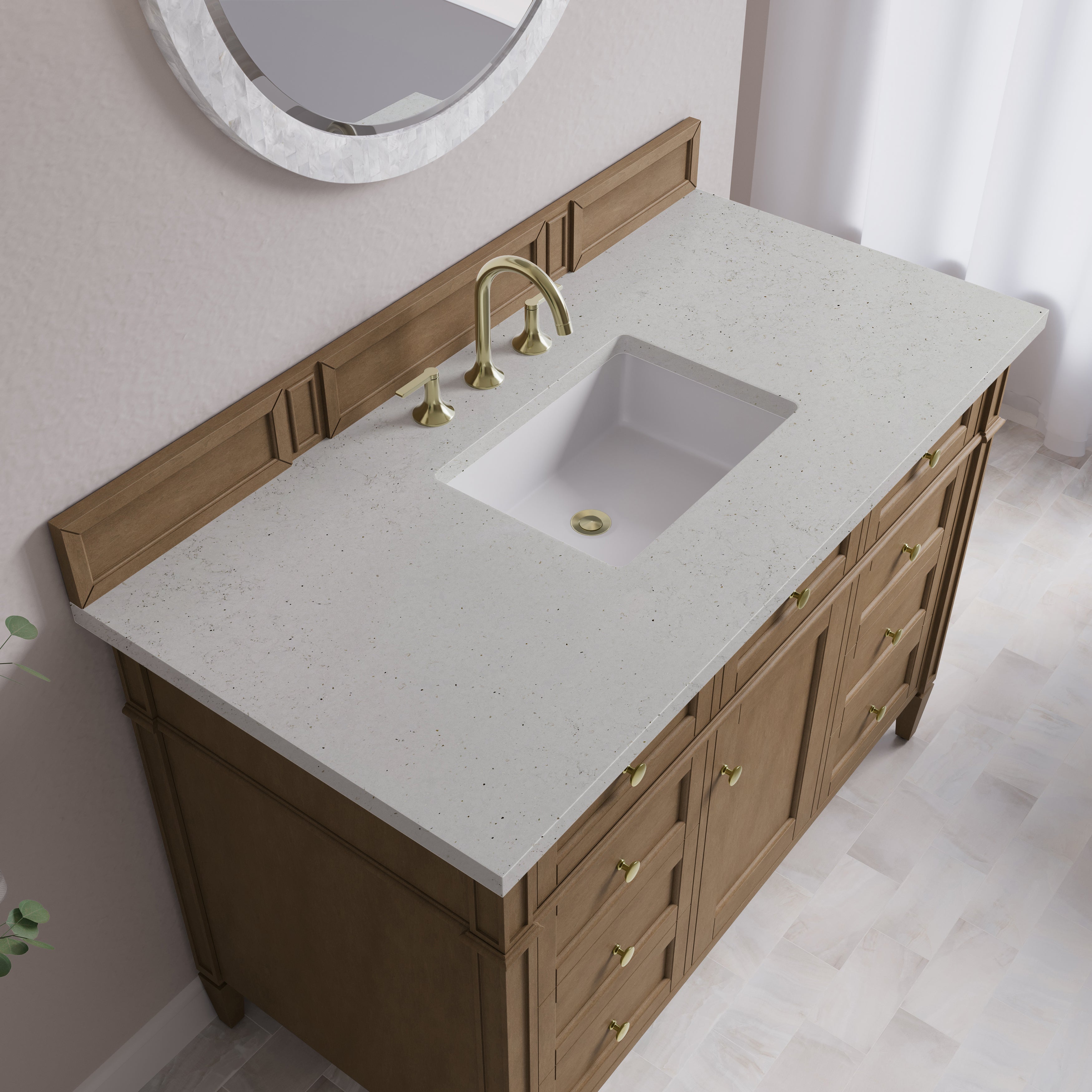 James Martin Brittany 48" Single Vanity in Pecan with 3cm Countertop
