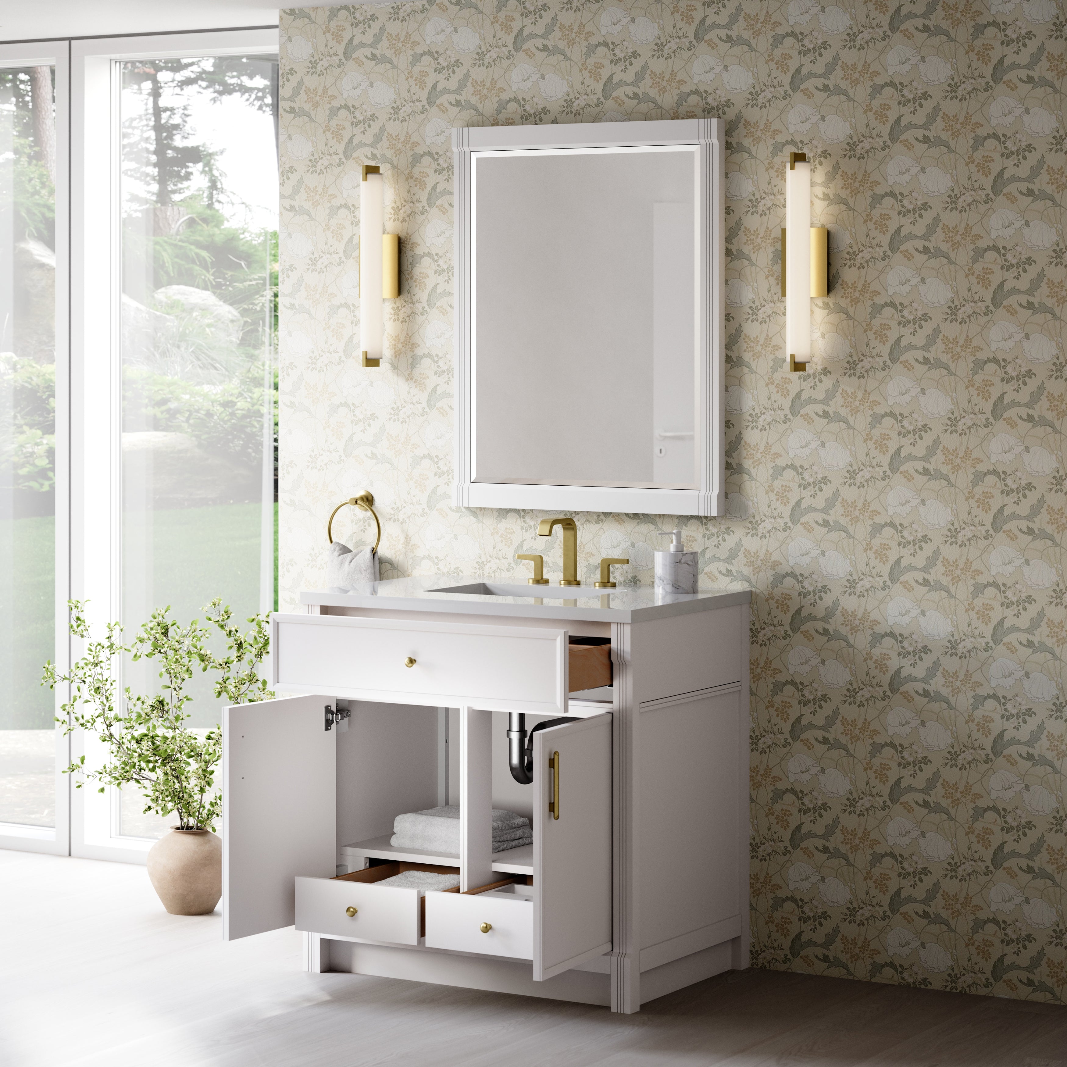 James Martin Bellshire 36" Single Vanity in Bright White with 3cm Countertop