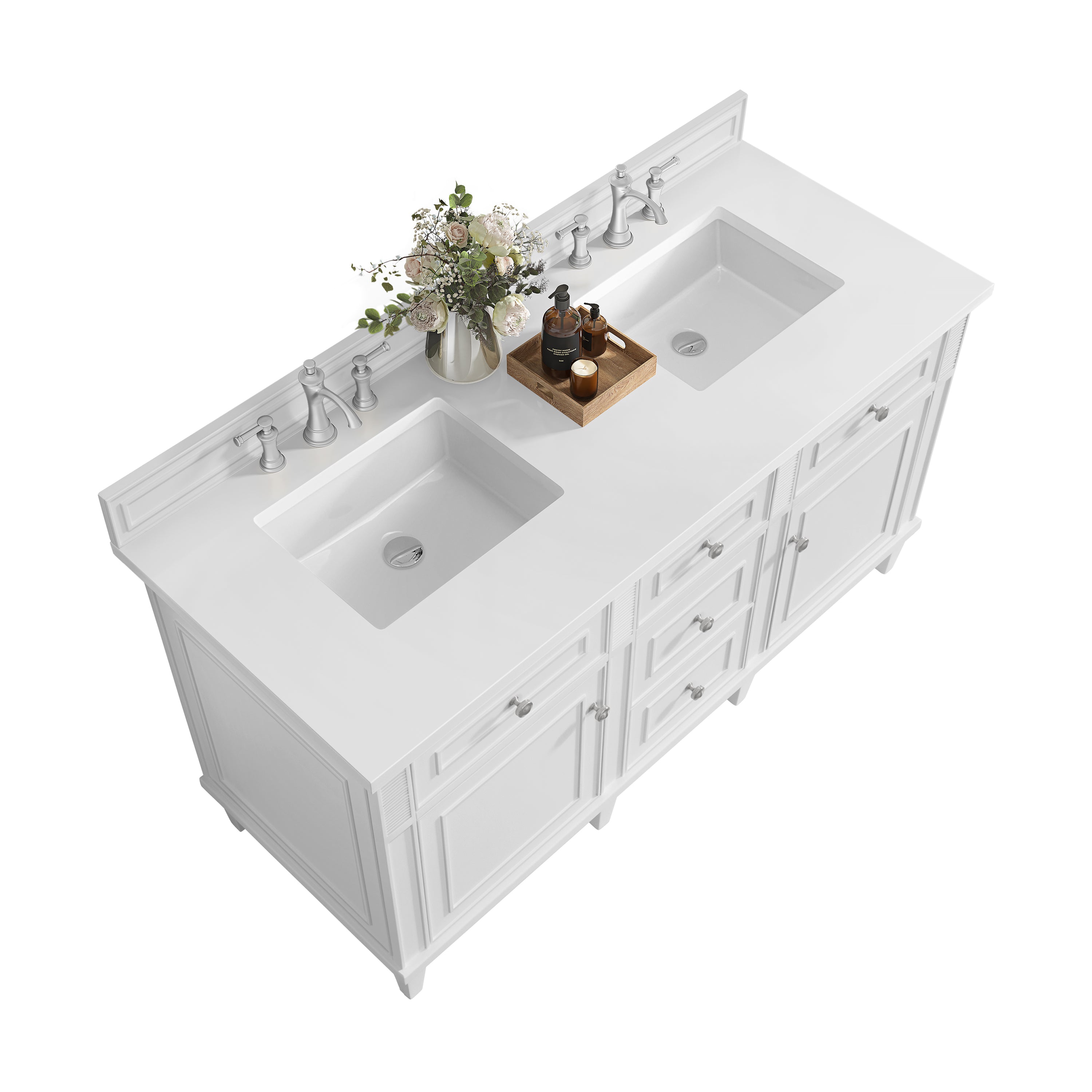 James Martin Lorelai 60" Double Vanity in Bright White with 3cm Countertop
